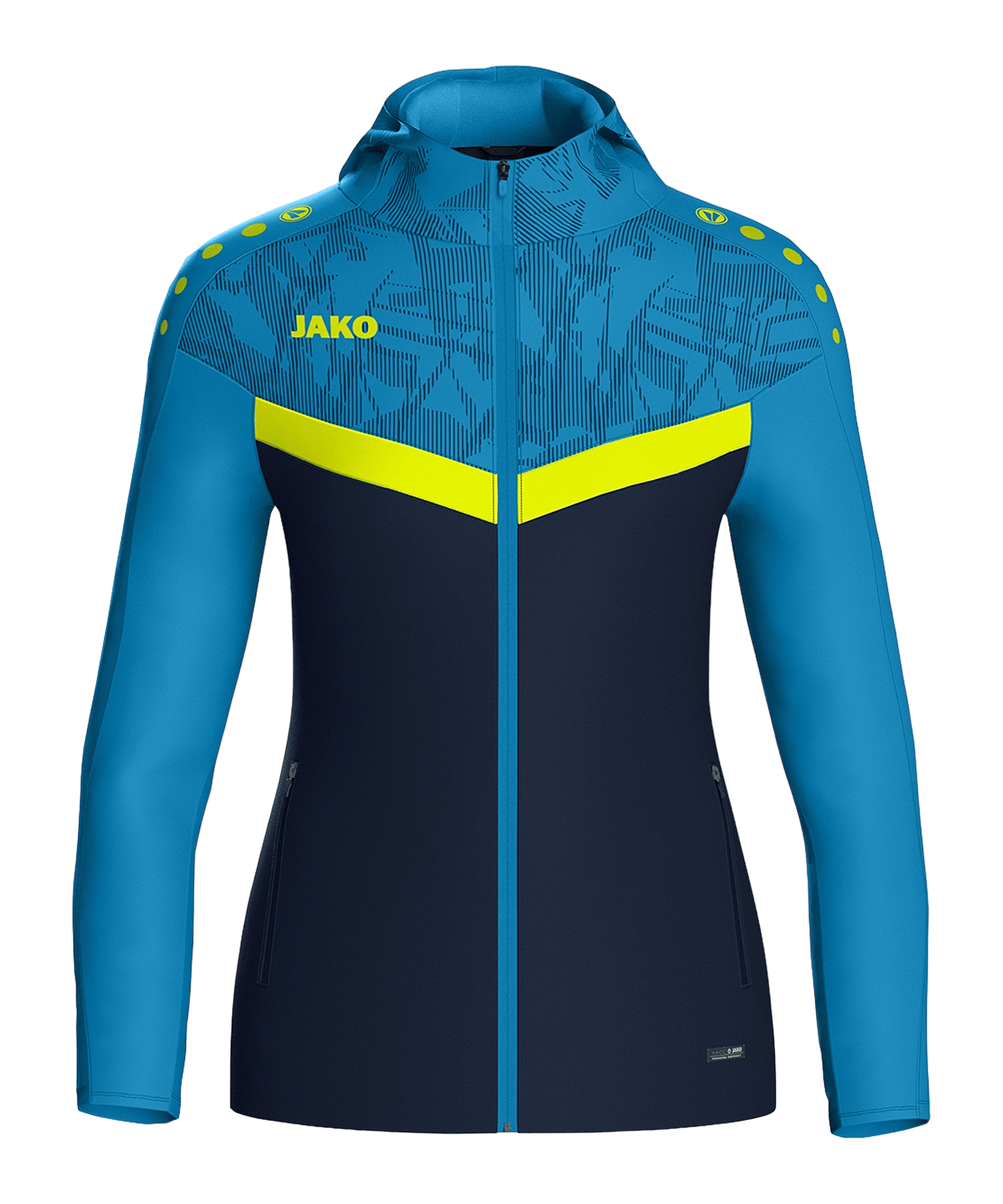 JAKO Icon Kapuzenjacke Damen Blau Gelb F914 - blau