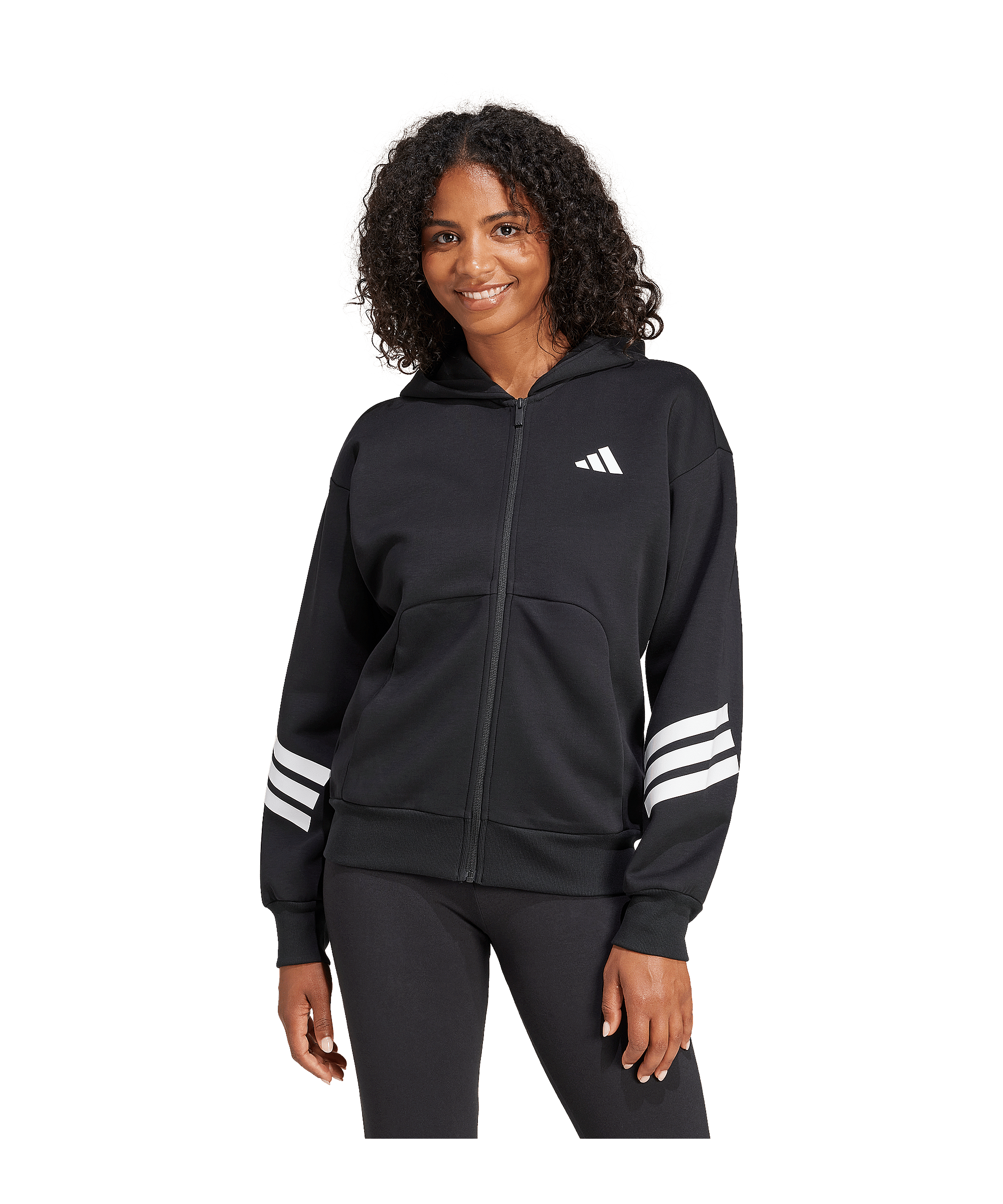 adidas Future Icons Three Stripes Kapuzenjacke Damen Schwarz - schwarz