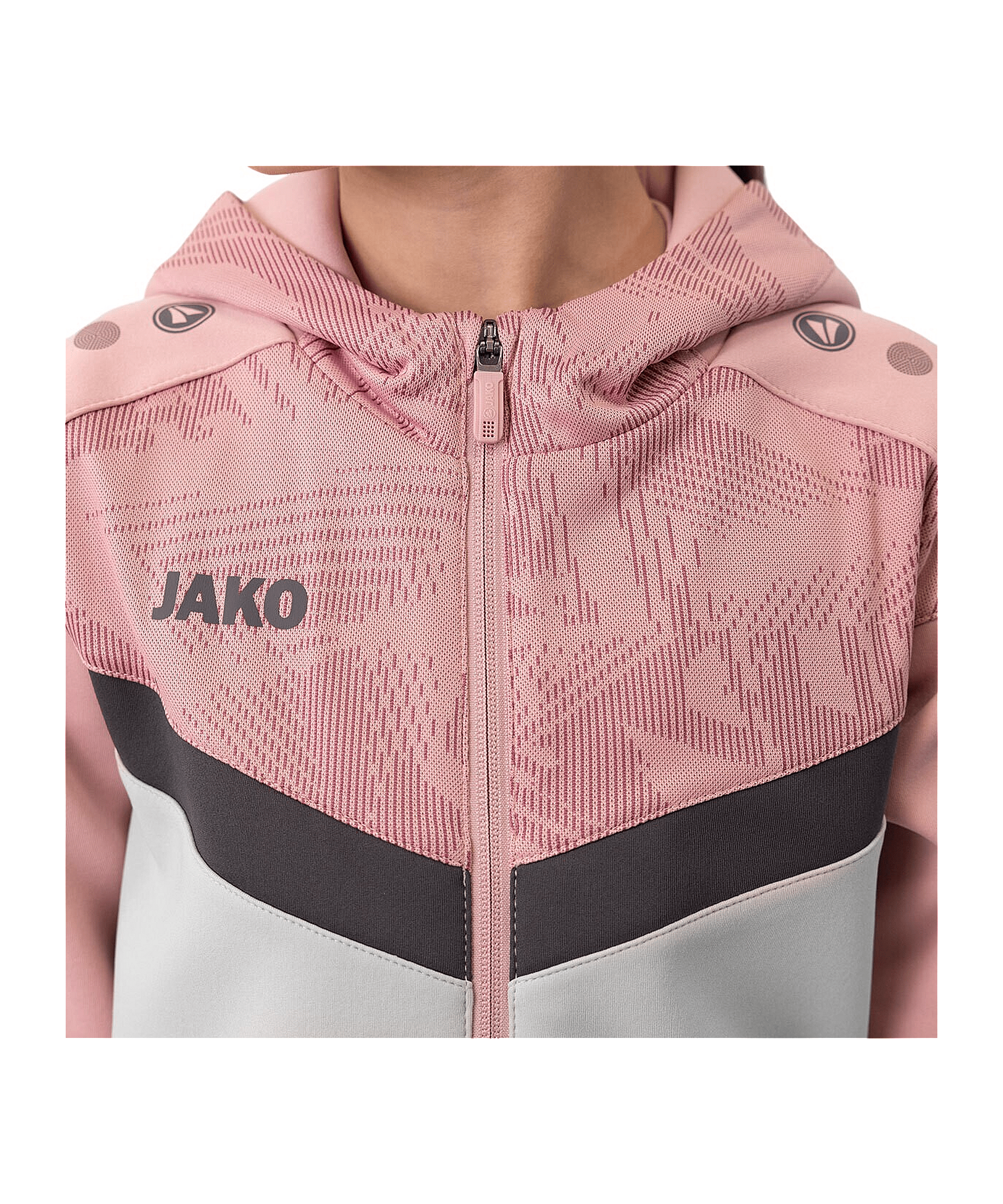 JAKO Icon Kapuzenjacke Kids Grau Pink F851 - grau