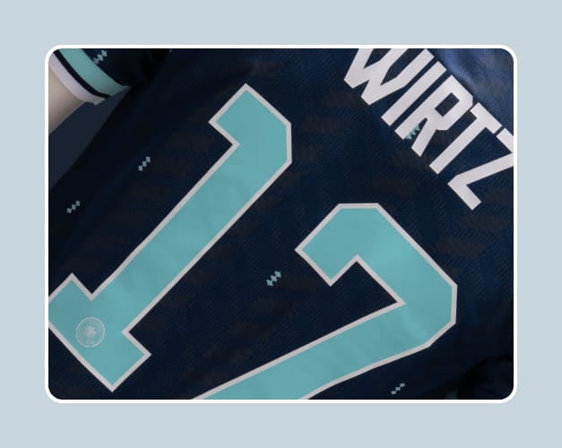Close-up of custom number printing on DFB jersey - Premium name and number service at 11teamsports