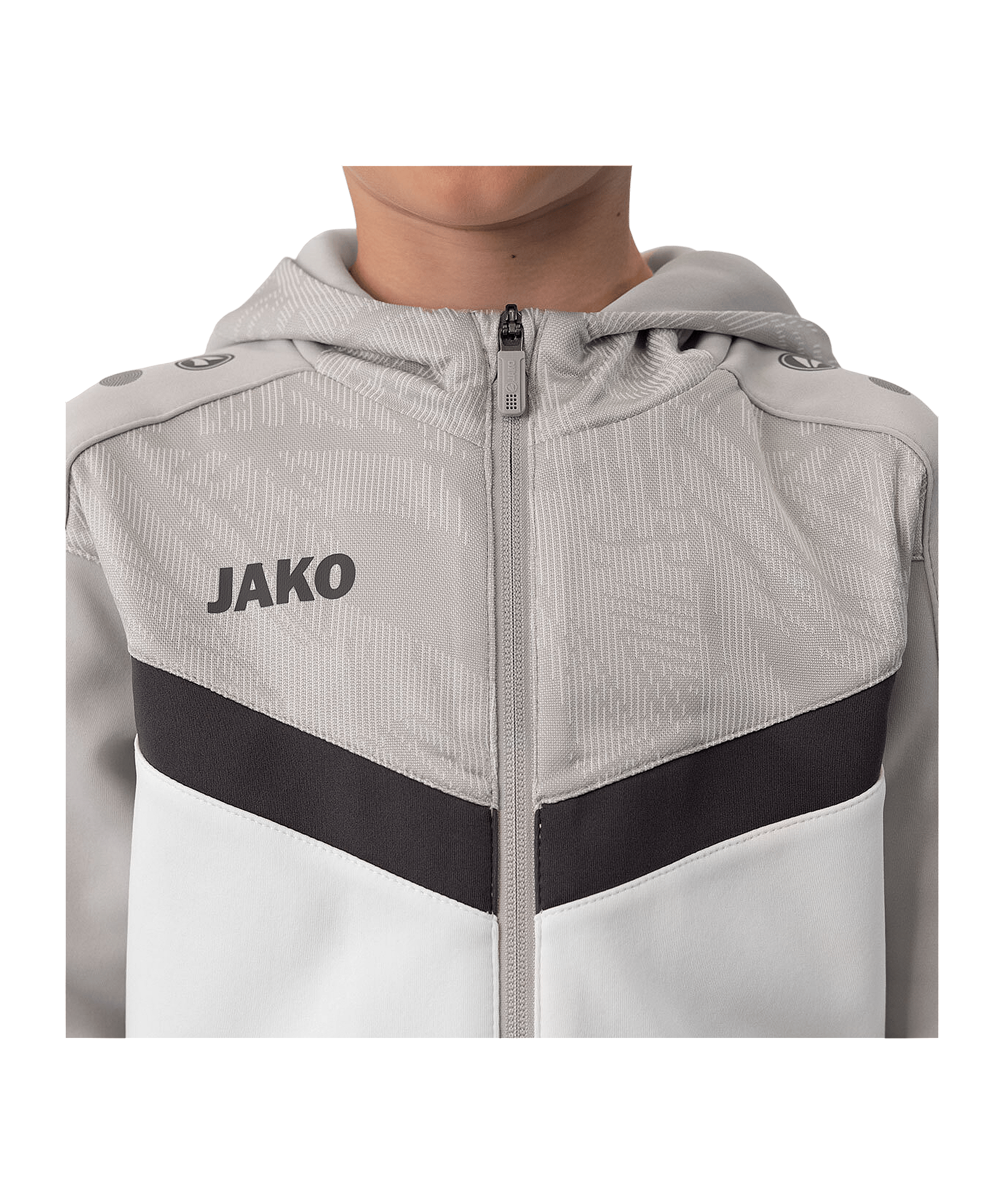 JAKO Icon Kapuzenjacke Kids Weiss Grau F016 - weiss