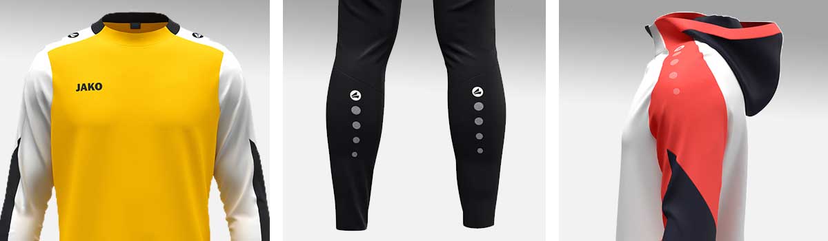 Detailansichten mit den Design-Besonderheiten der JAKO Dynamic-Kollektion