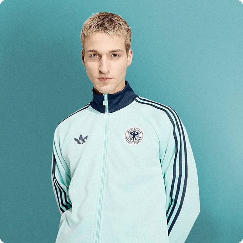Mint green Germany retro track top with Adidas Trefoil and DFB eagle badge - Adidas Lifestyle collection at 11teamsports
