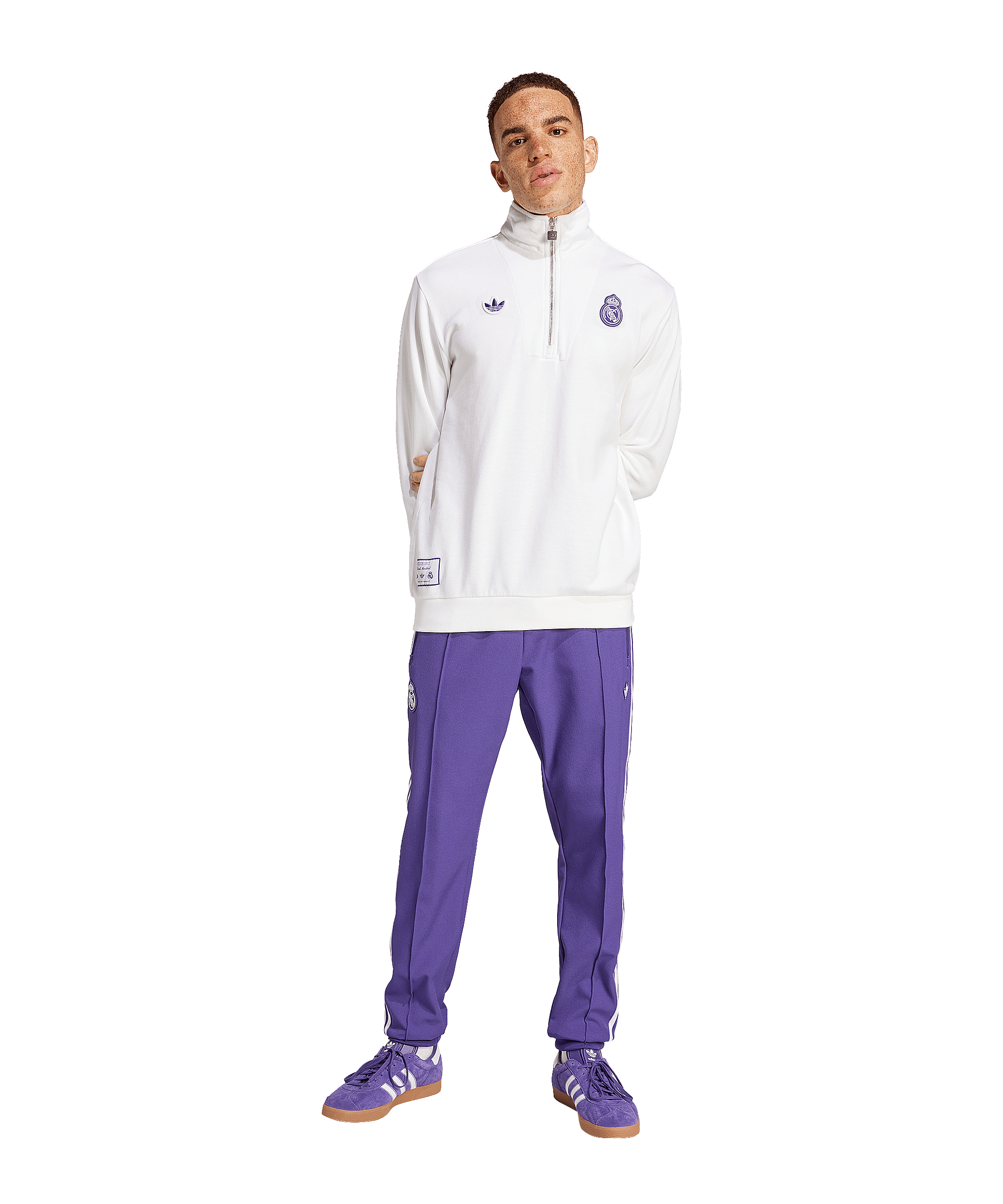 adidas Real Madrid Terrace Icon HalfZip Sweatshirt Weiss - weiss