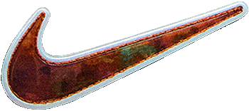 Nike Swoosh en aspect cuivre avec patine verd&acirc;tre en r&eacute;f&eacute;rence &agrave; la Statue de la Libert&eacute;