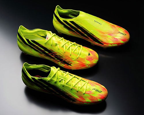 First Launch Colorway with a boot of every new Elite FG model of the new adidas F50 Hyperfast generation launching mid 2026: the all new and record level light F50 EVO, the laced version and the Laceless version