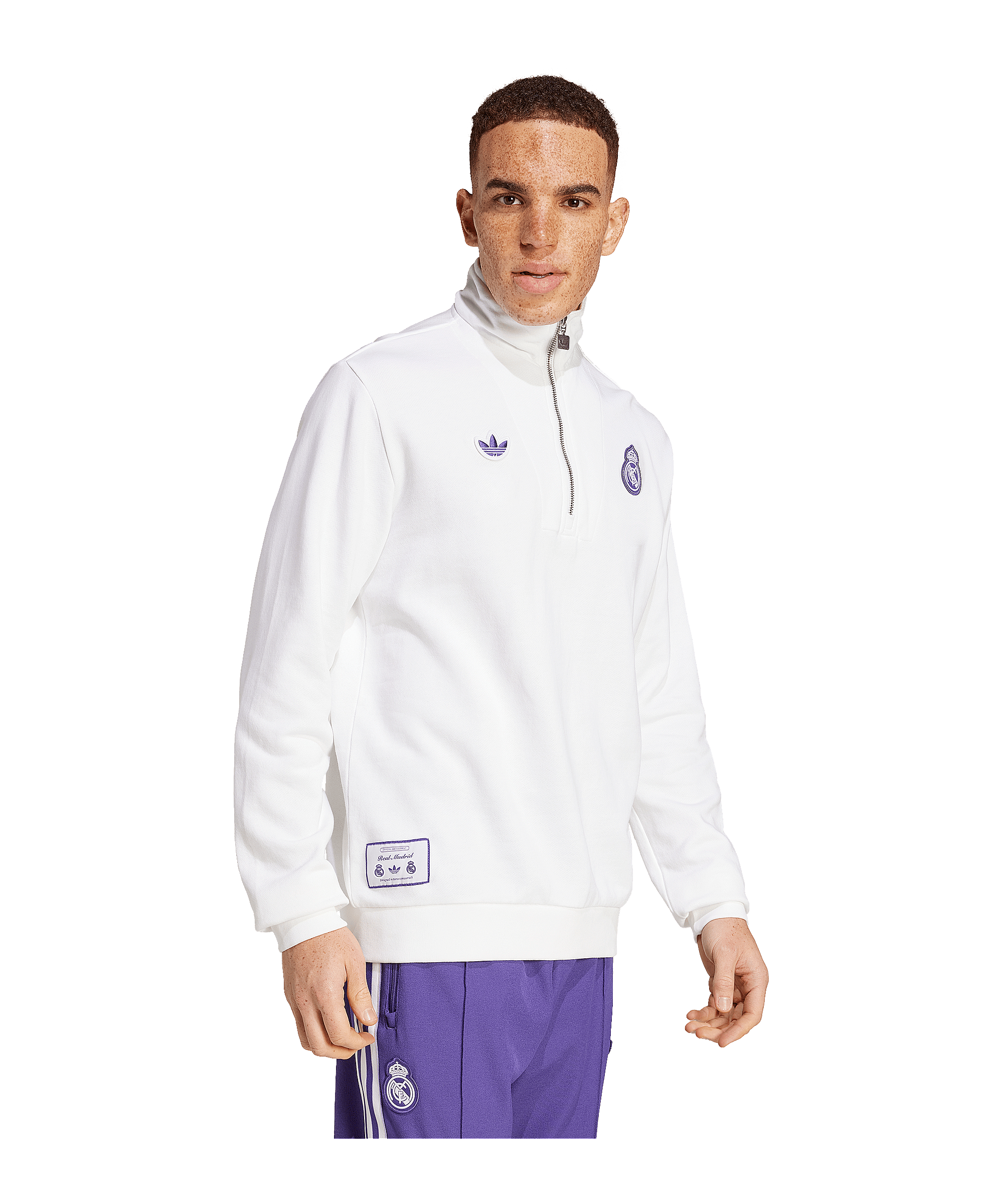 adidas Real Madrid Terrace Icon HalfZip Sweatshirt Weiss - weiss