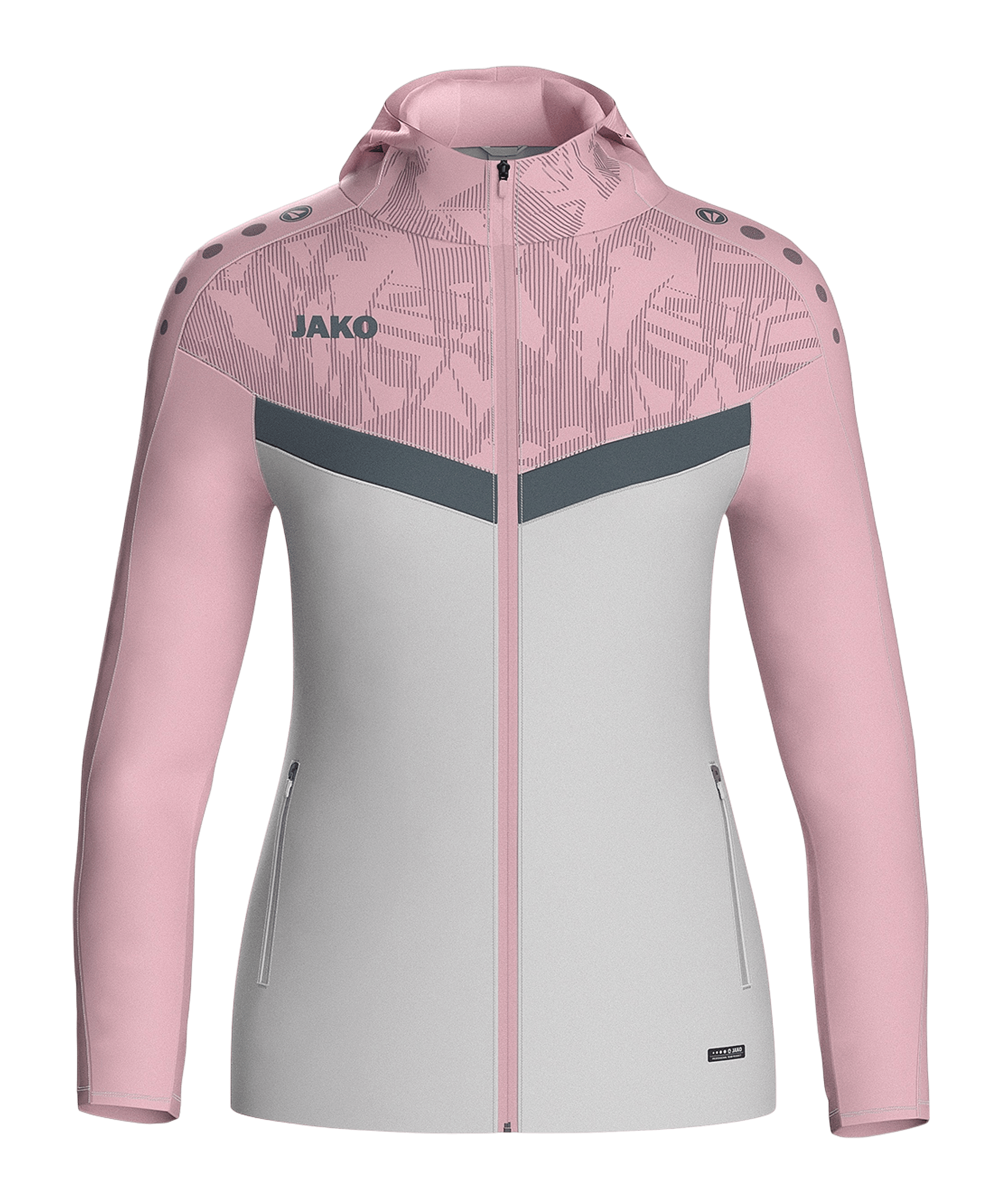 JAKO Icon Kapuzenjacke Damen Grau Pink F851 - rosa