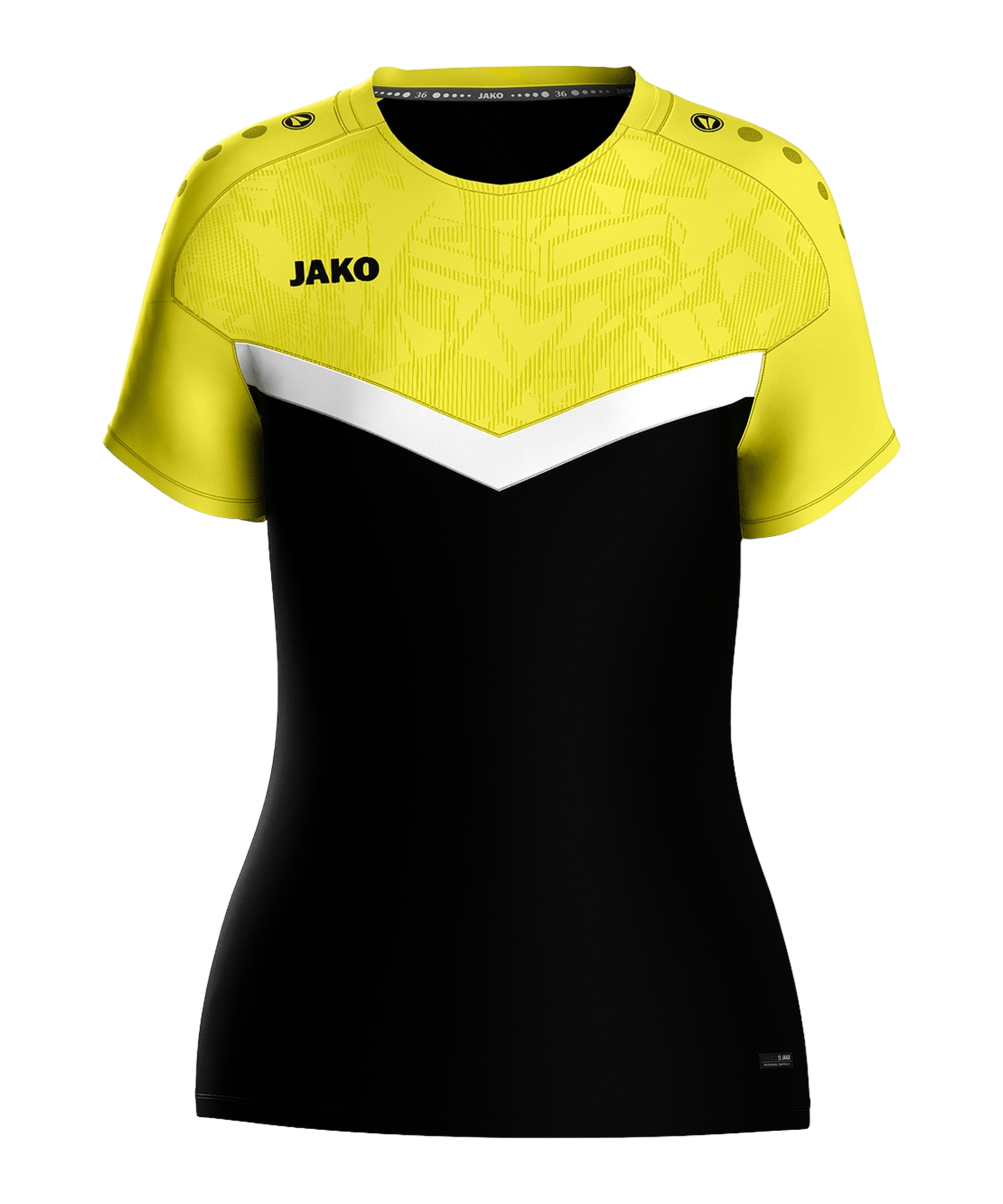 JAKO Iconic T-Shirt Damen Schwarz Gelb F808 - schwarz