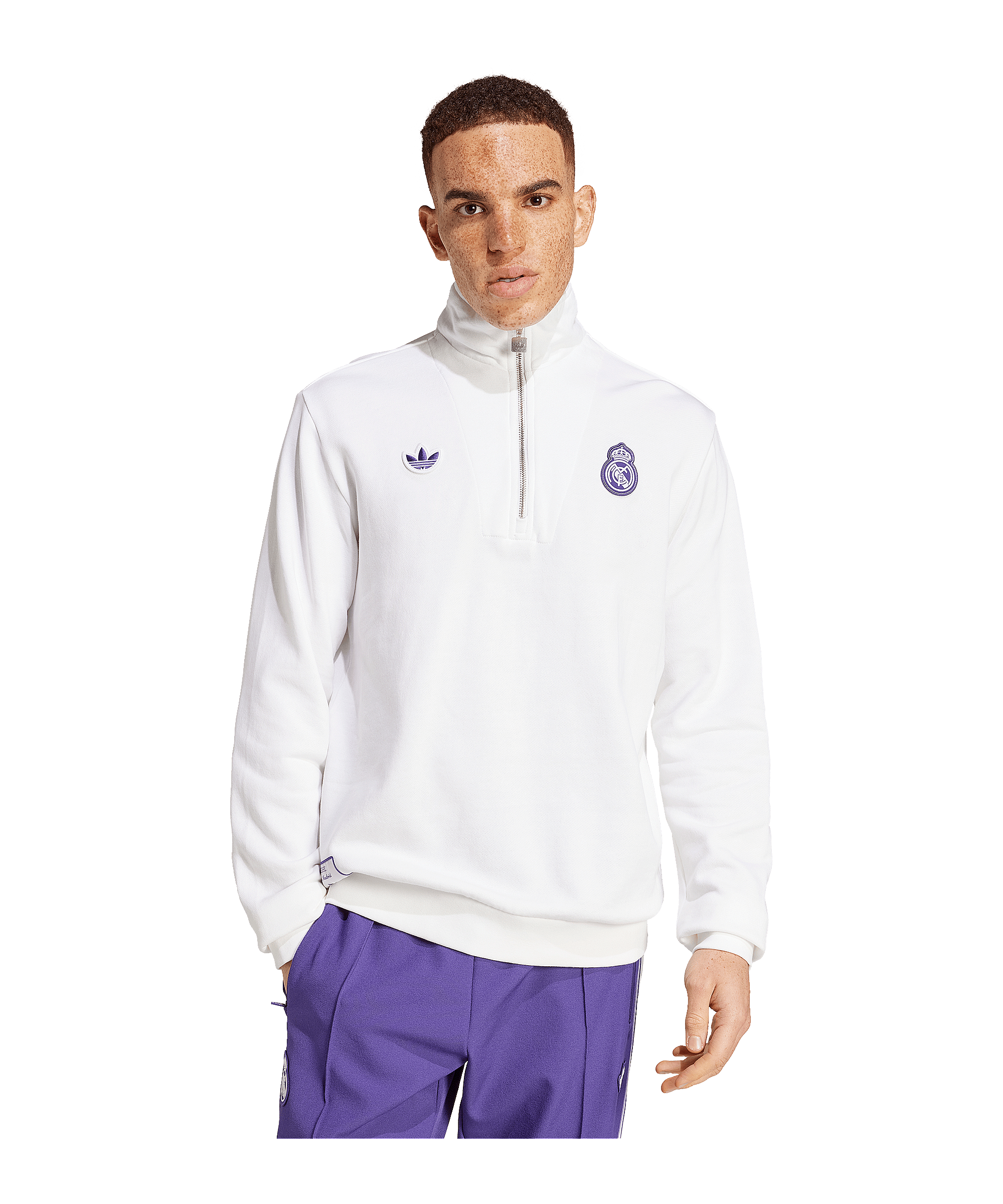 adidas Real Madrid Terrace Icon HalfZip Sweatshirt Weiss - weiss