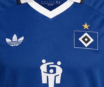 adidas Trefoil-Logo und HSV-Raute mit goldenem Meisterstern gestickt