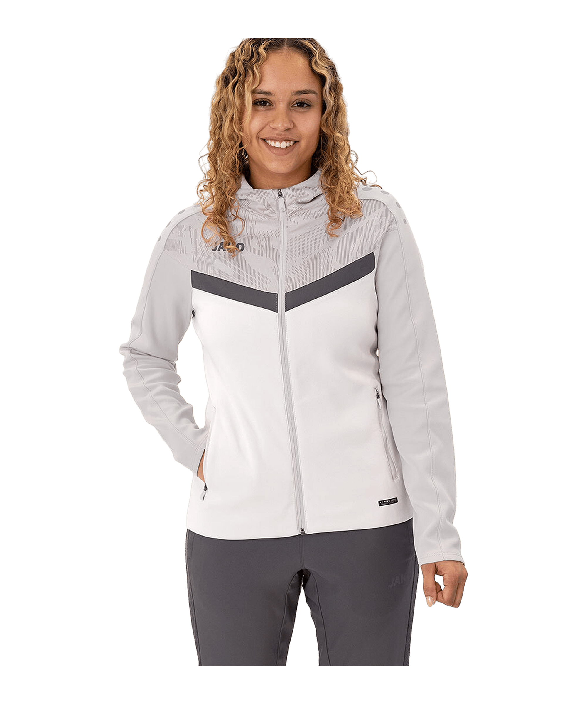 JAKO Icon Kapuzenjacke Damen Weiss Grau F016 - weiss