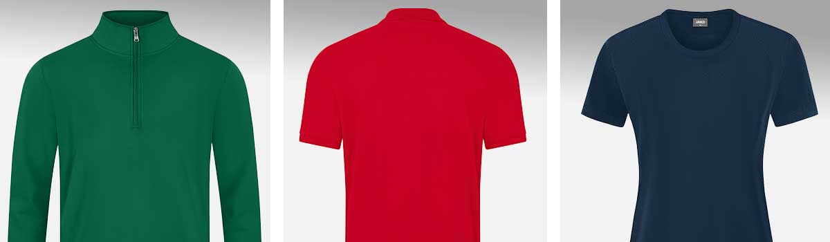 Detailansichten mit den Design-Besonderheiten der JAKO Corporate Teamwear-Kollektion