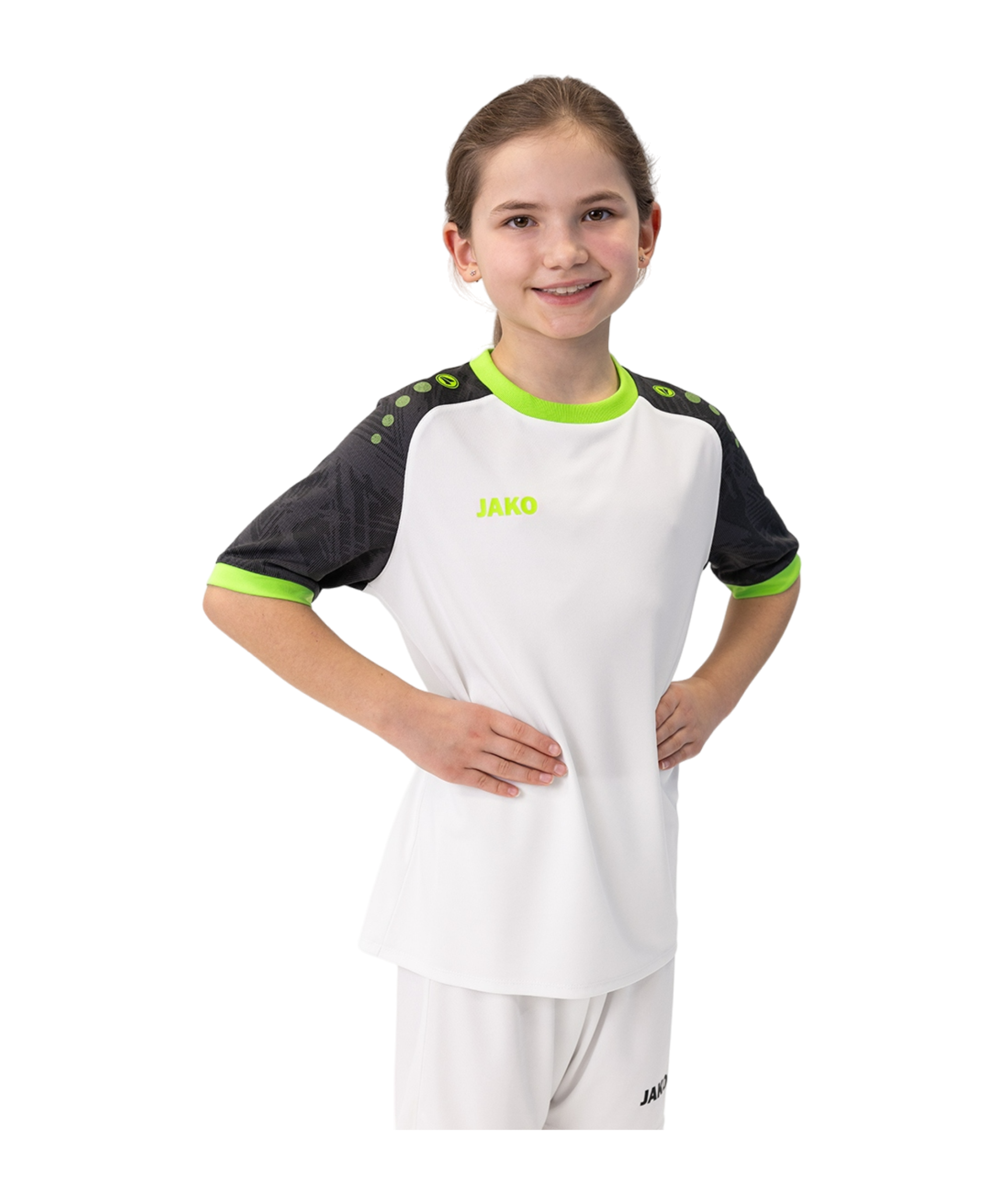 JAKO Iconic Trikot Kids Weiss Schwarz Grün F014 - weiss