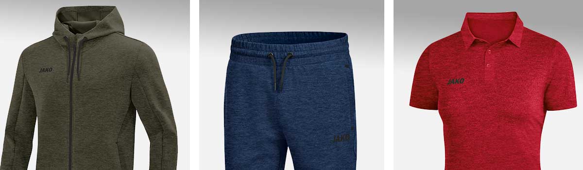 Detailansichten mit den Design-Besonderheiten der JAKO Premium Basics-Kollektion