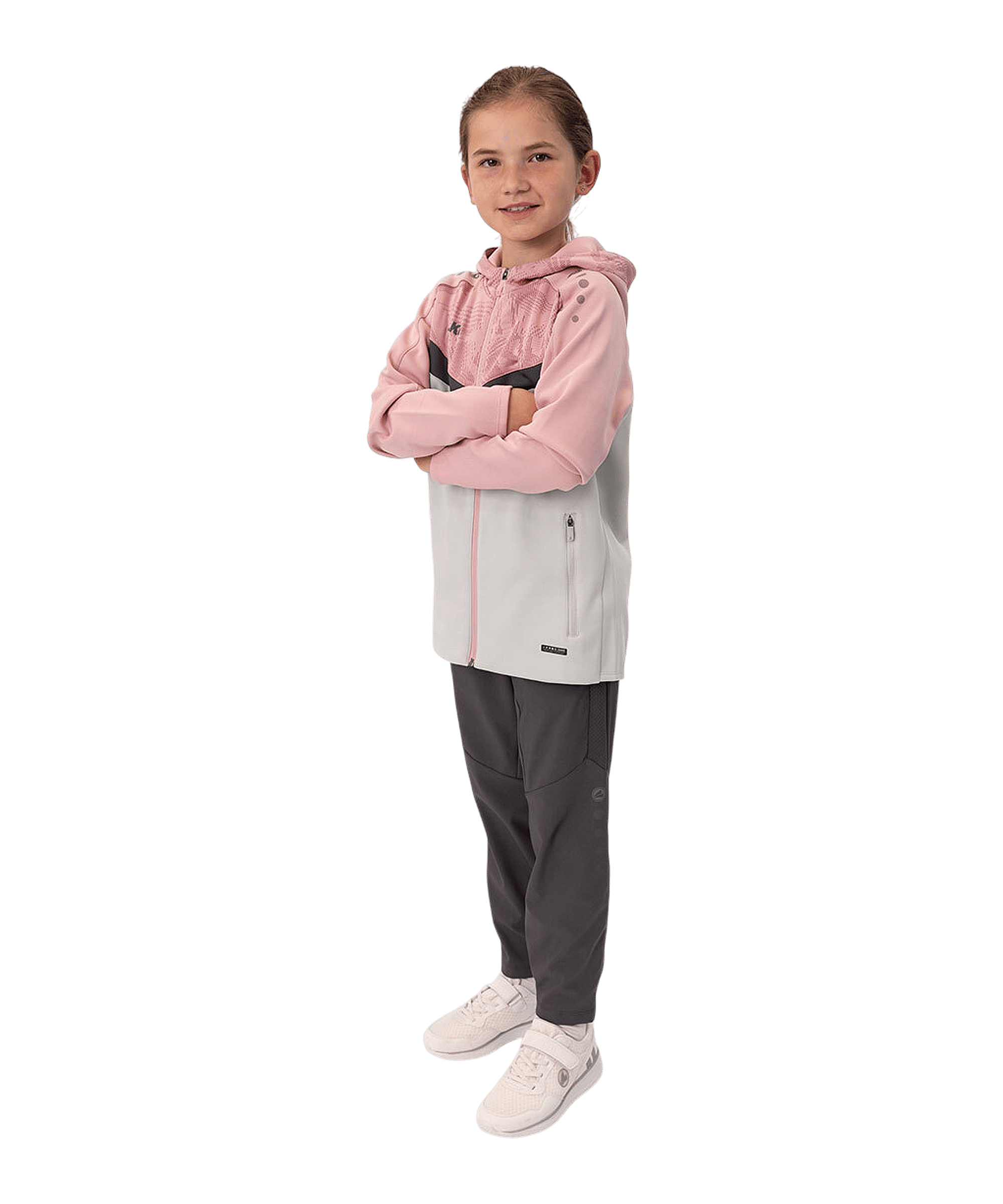 JAKO Icon Kapuzenjacke Kids Grau Pink F851 - grau