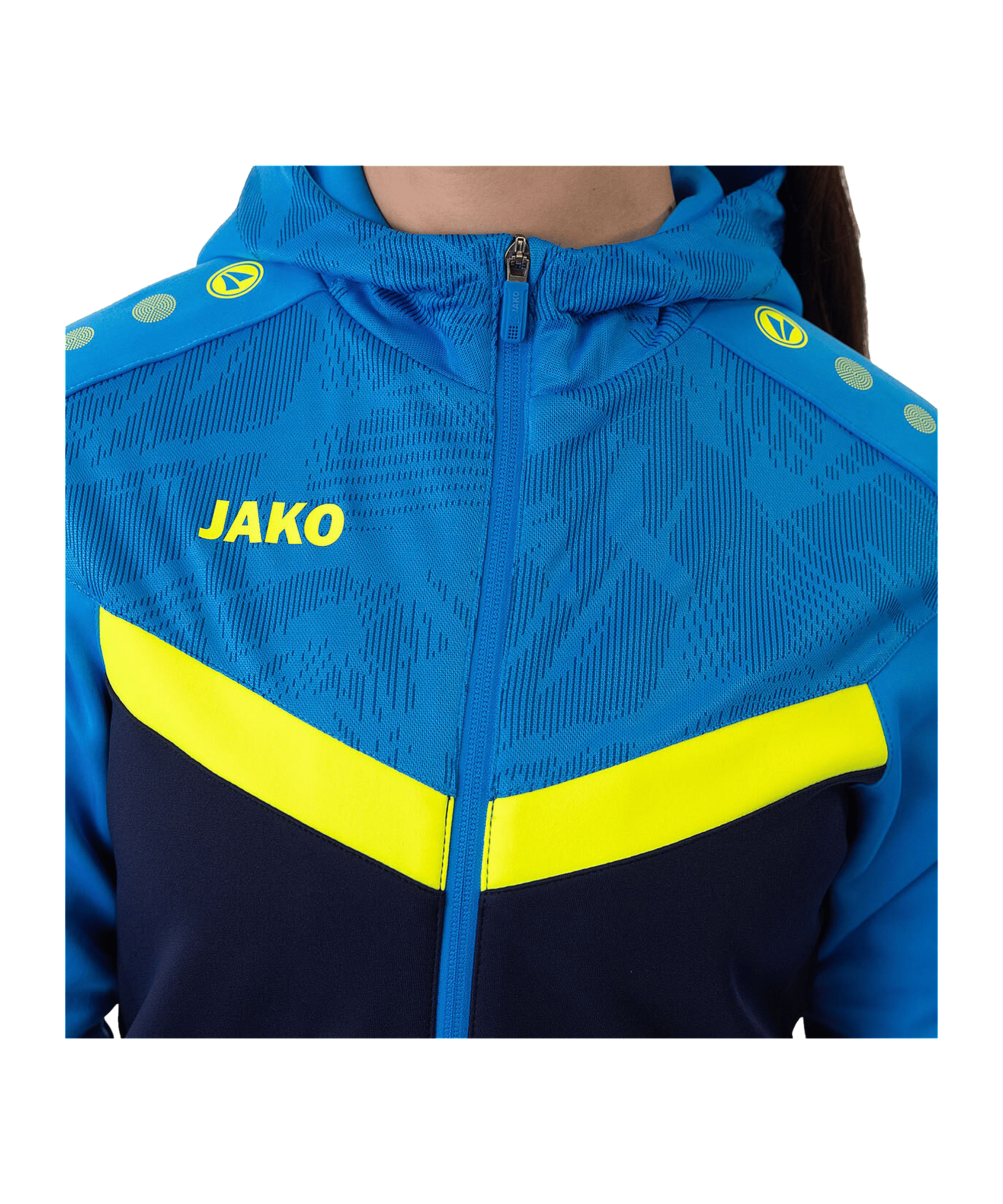 JAKO Icon Kapuzenjacke Damen Blau Gelb F914 - blau