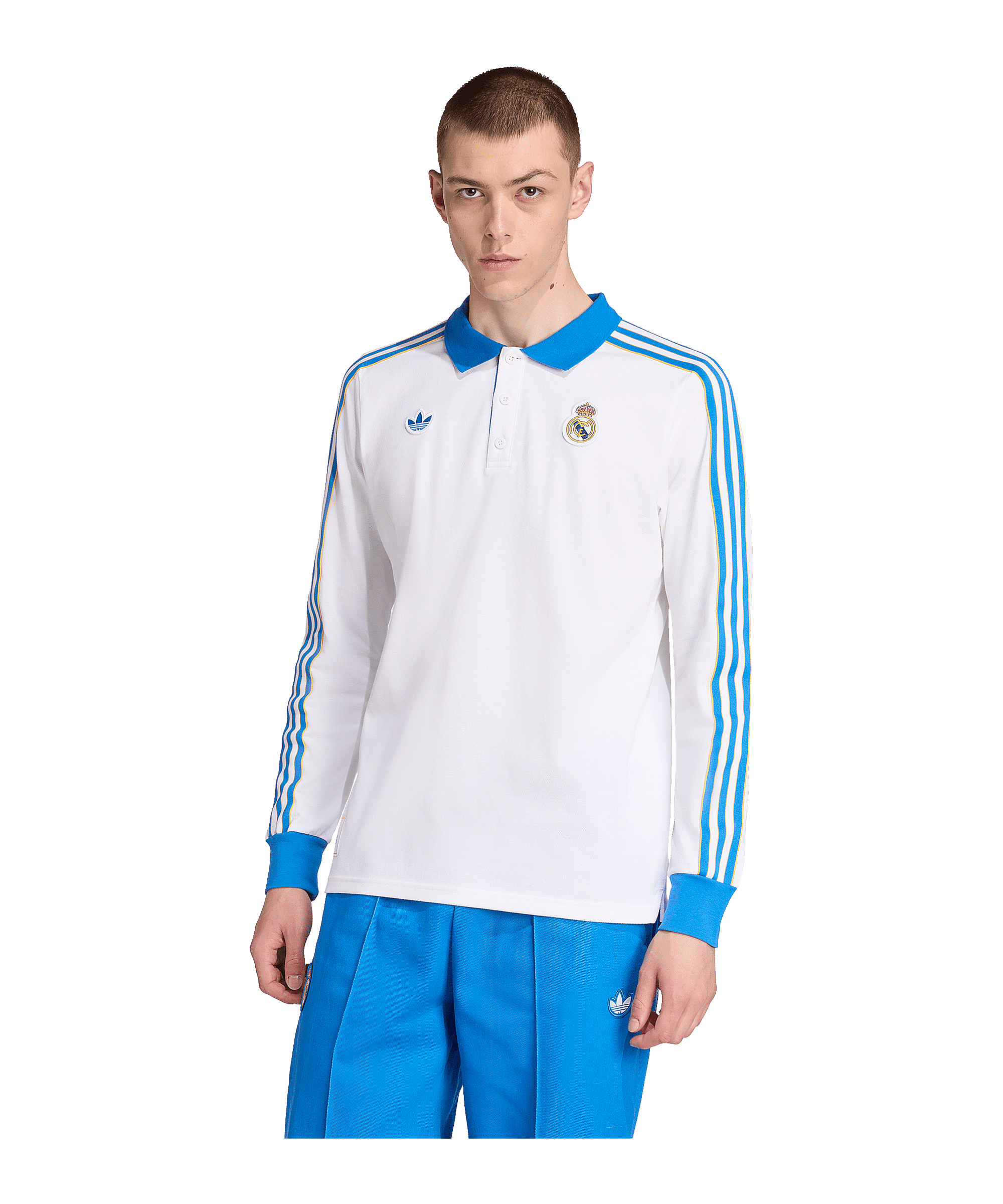 adidas Real Madrid Icon Long Sleeve Polo Weiß - weiss