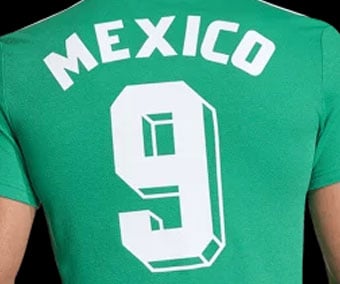Number 9 on back in authentic Mexico 1986 font as worn by Hugo Sanchez