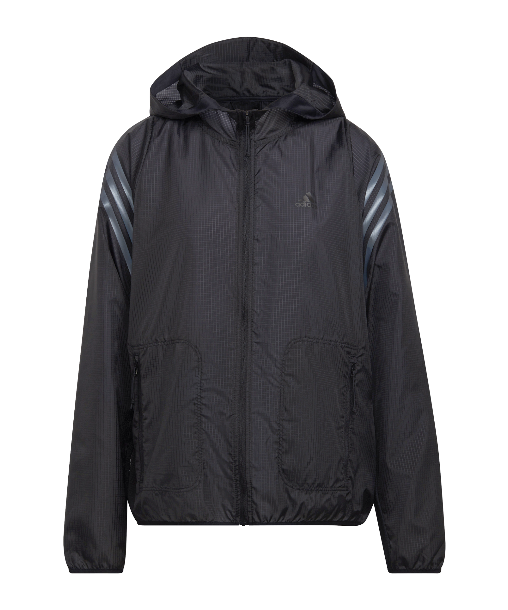 adidas Run Icons 3-Stripes Hooded Running Windbreaker Damen Schwarz - schwarz