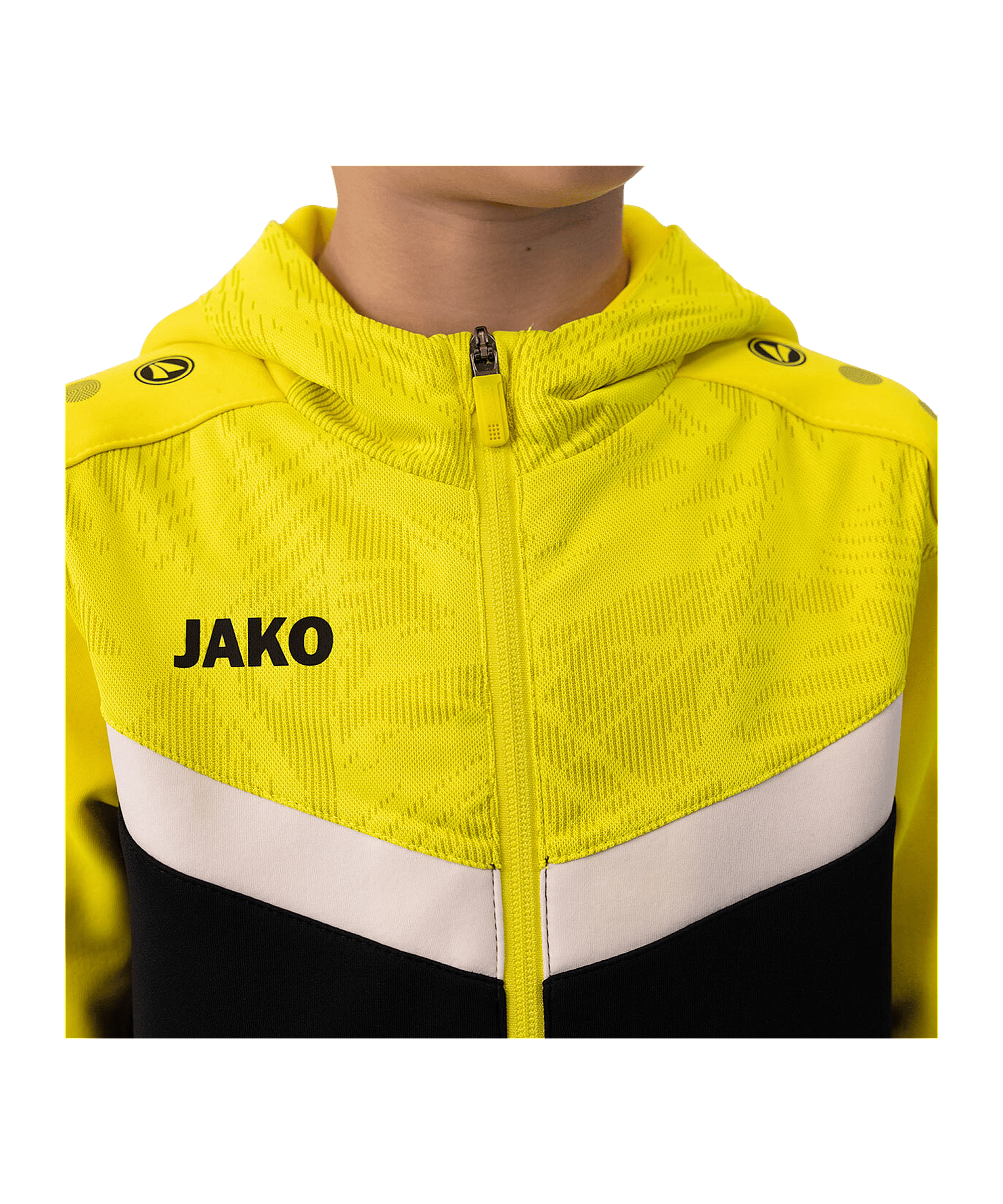 JAKO Iconic Kapuzenjacke Kids Schwarz Gelb F808 - schwarz