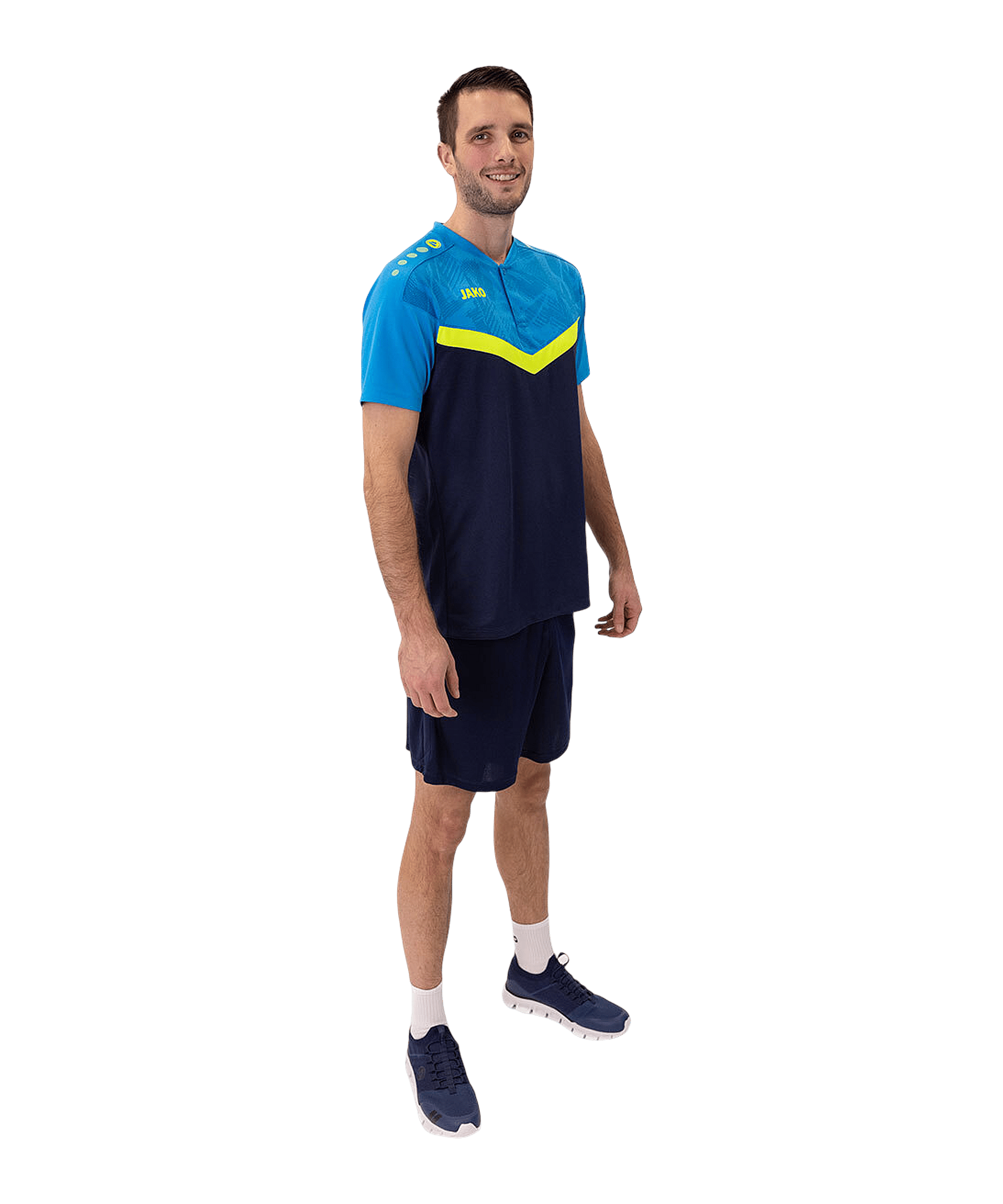 JAKO Iconic Poloshirt Blau Gelb F914 - blau