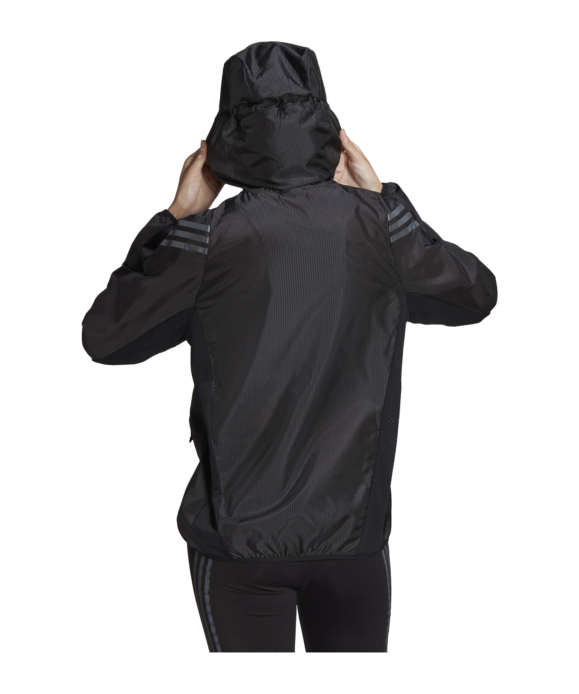 adidas Run Icons 3-Stripes Hooded Running Windbreaker Damen Schwarz - schwarz