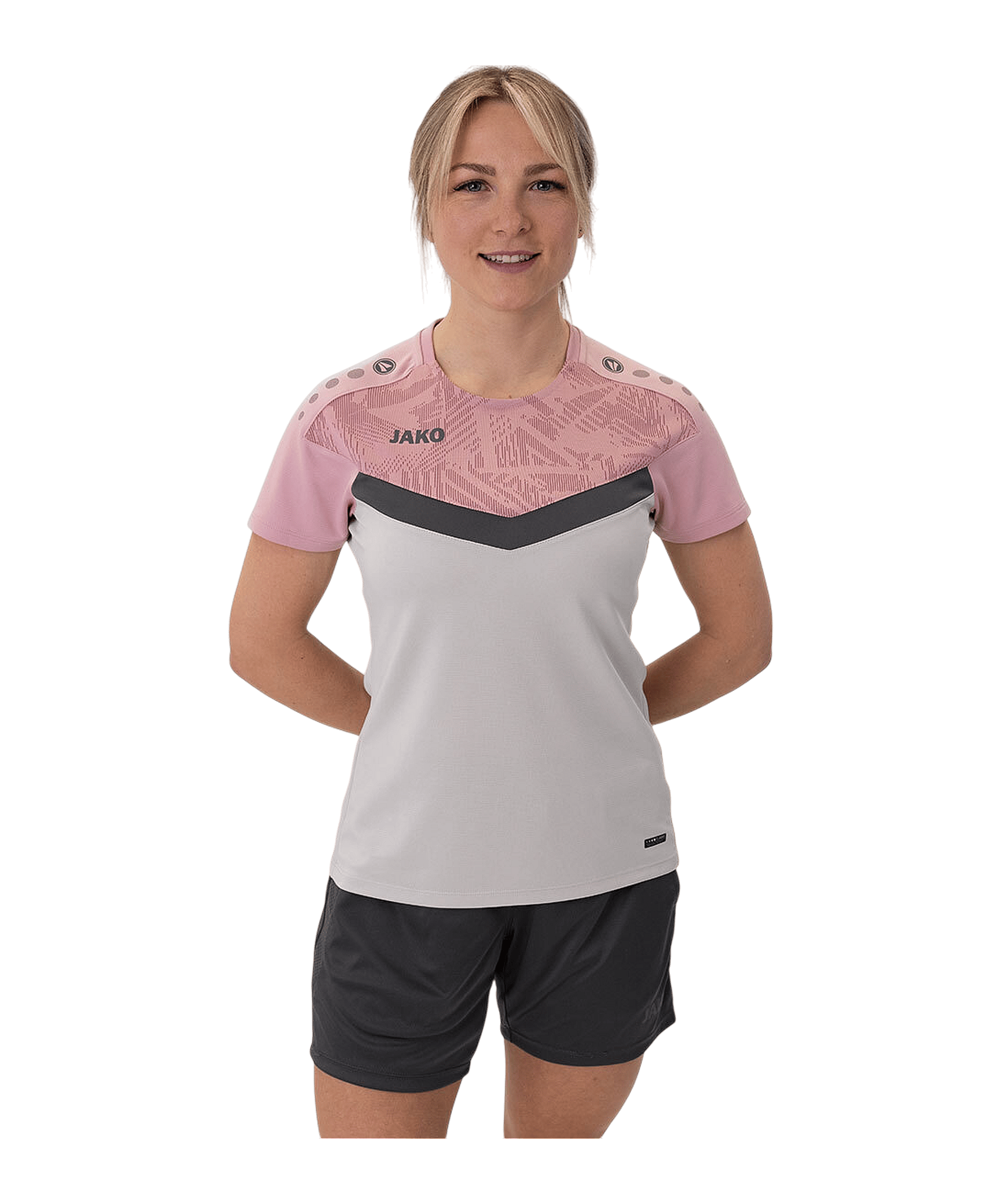 JAKO Iconic T-Shirt Damen Grau Pink F851 - grau