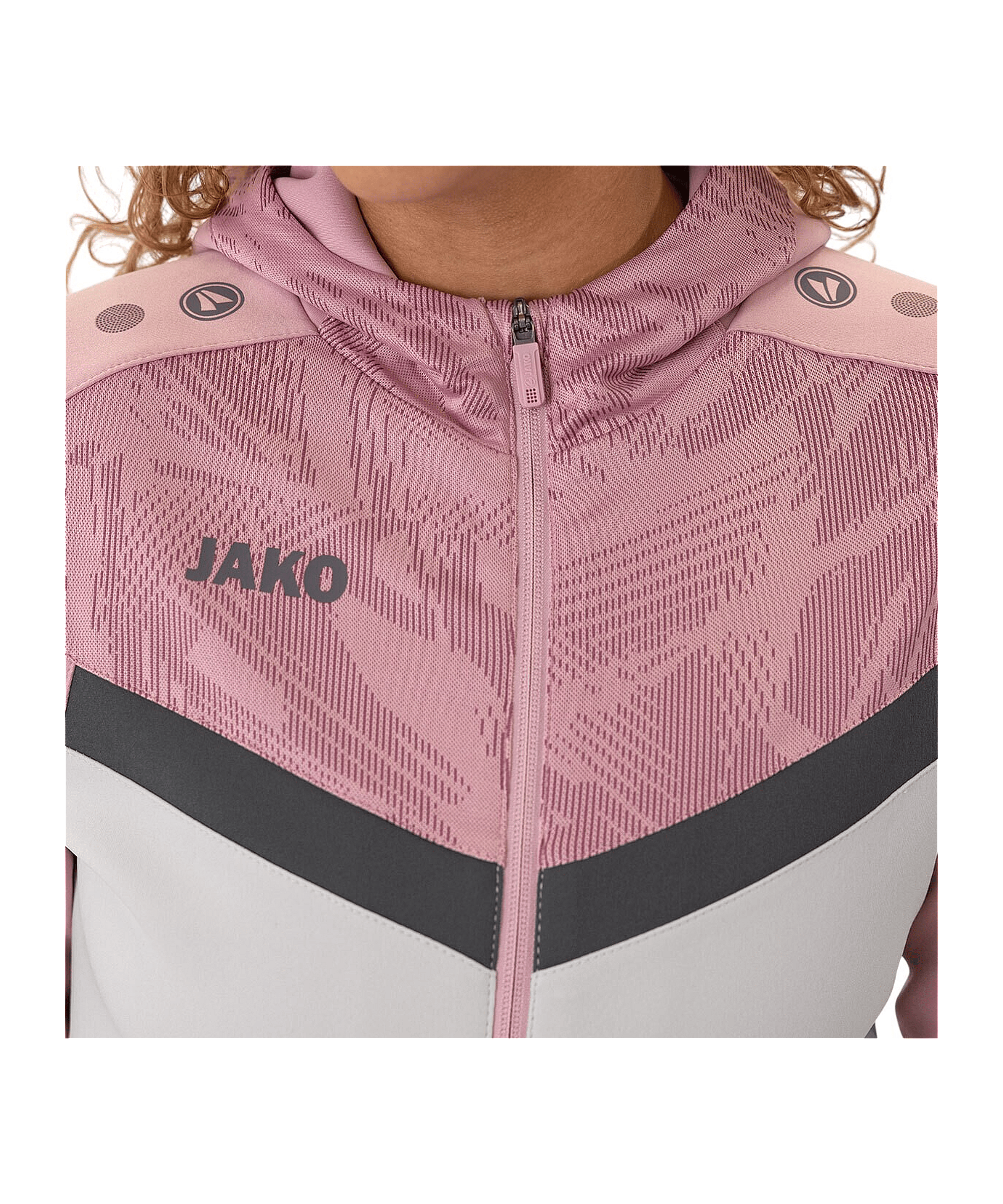 JAKO Icon Kapuzenjacke Damen Grau Pink F851 - rosa