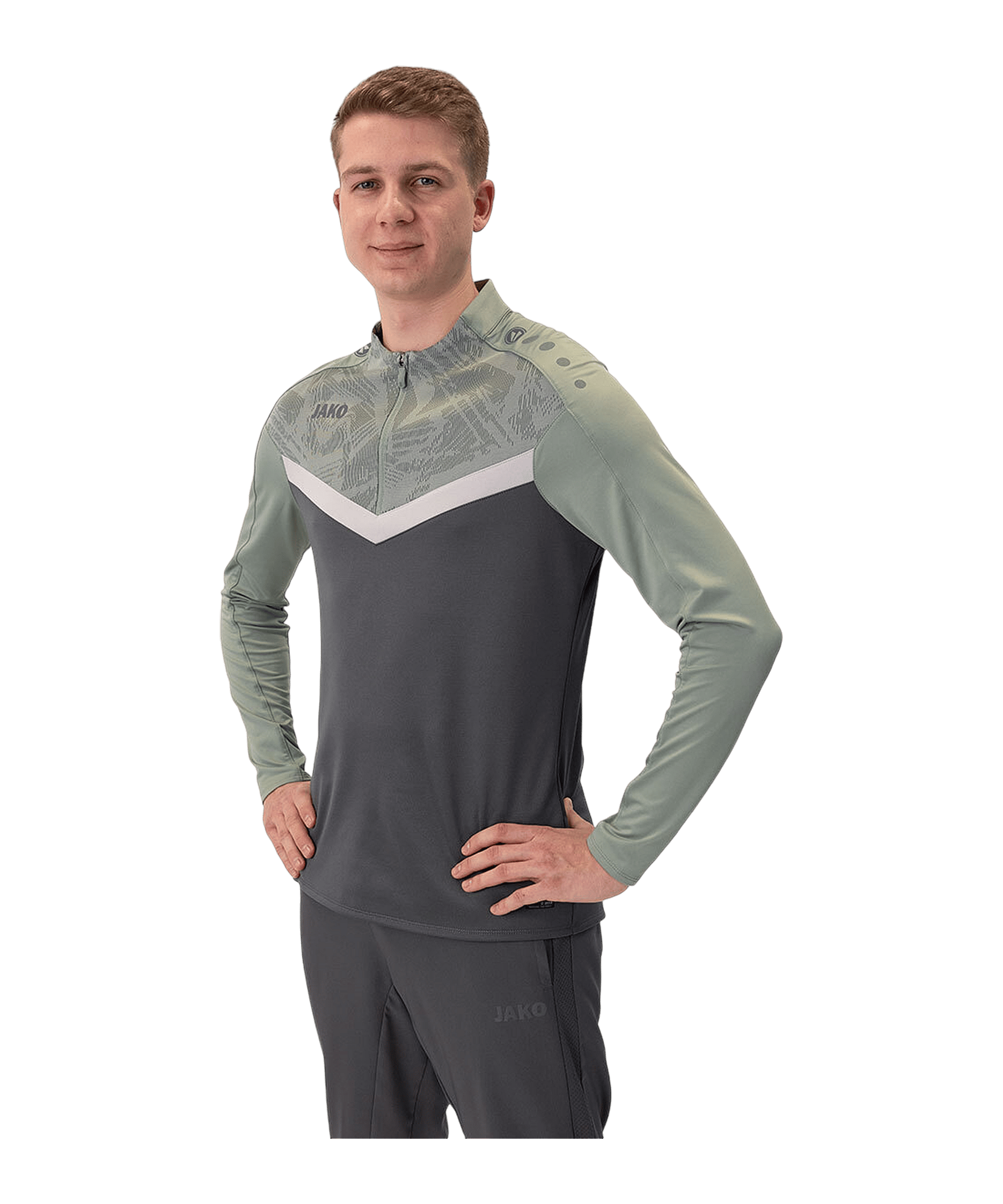 JAKO Iconic HalfZip Sweatshirt Grau F852 - grau