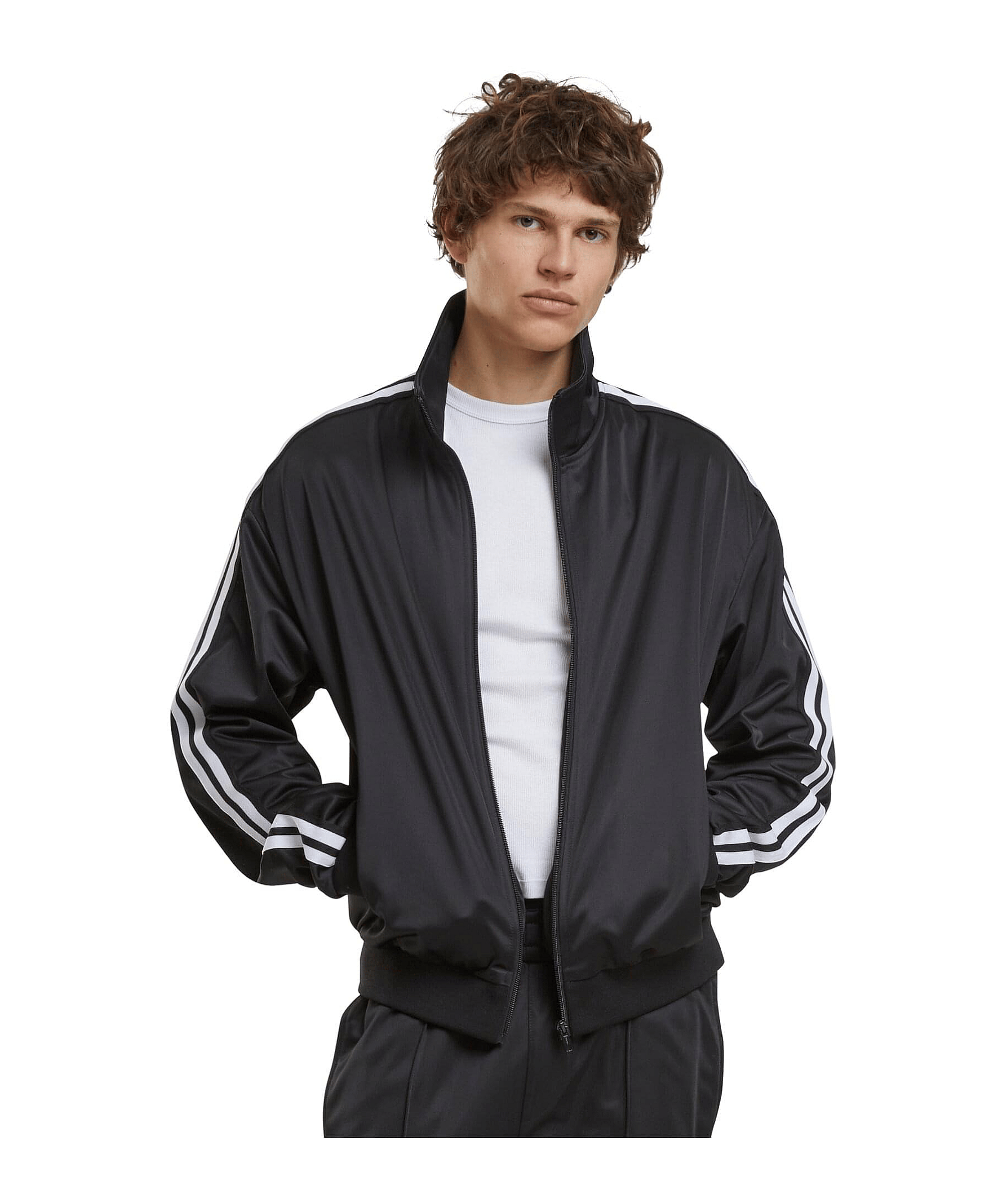 Urban Classics Retro Tricot Trainingsjacke Schwarz - schwarz