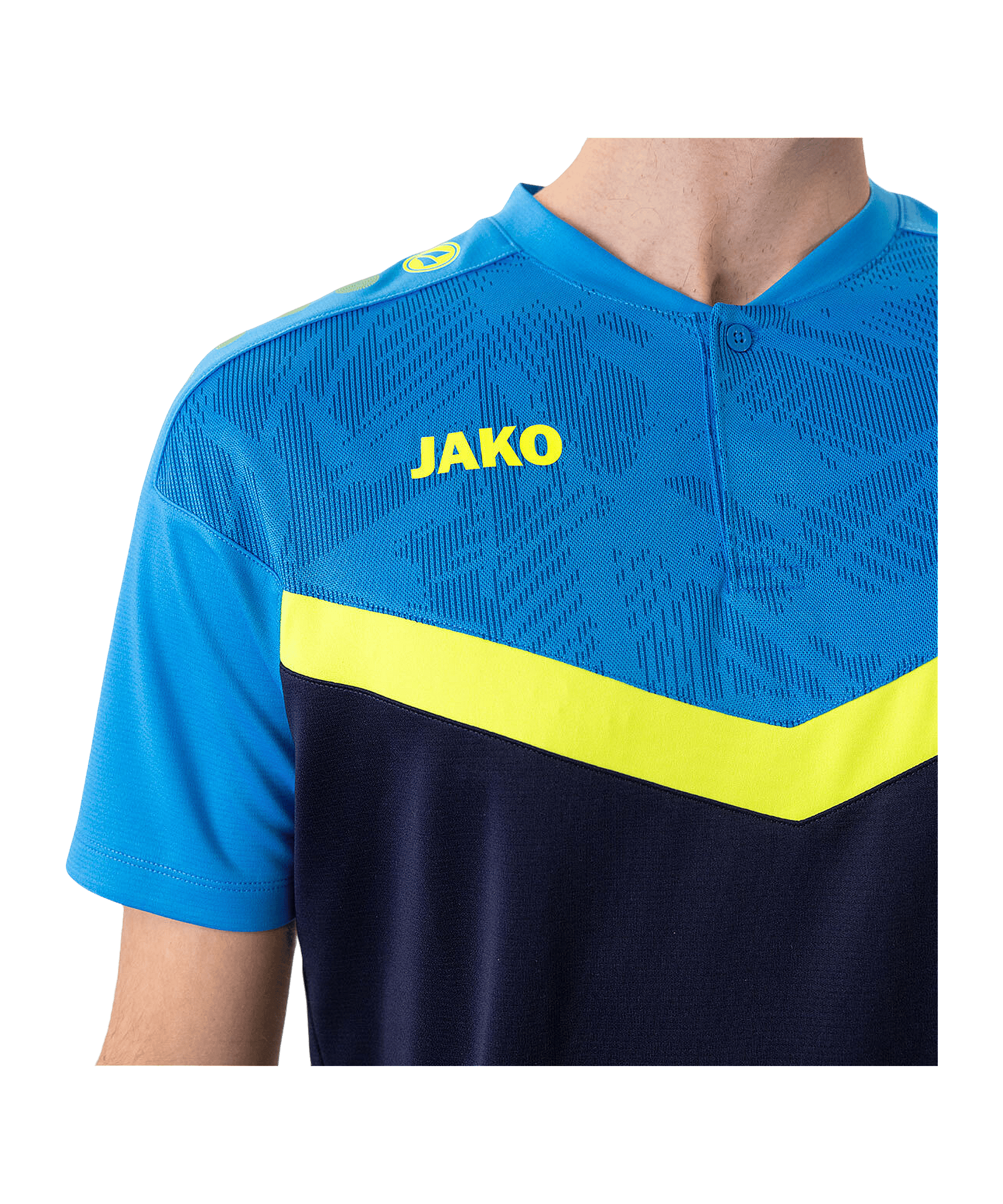 JAKO Iconic Poloshirt Blau Gelb F914 - blau