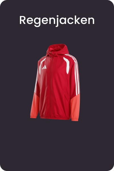 Red Adidas rain jacket with white stripes and hood - Shop football rain jackets at 11teamsports