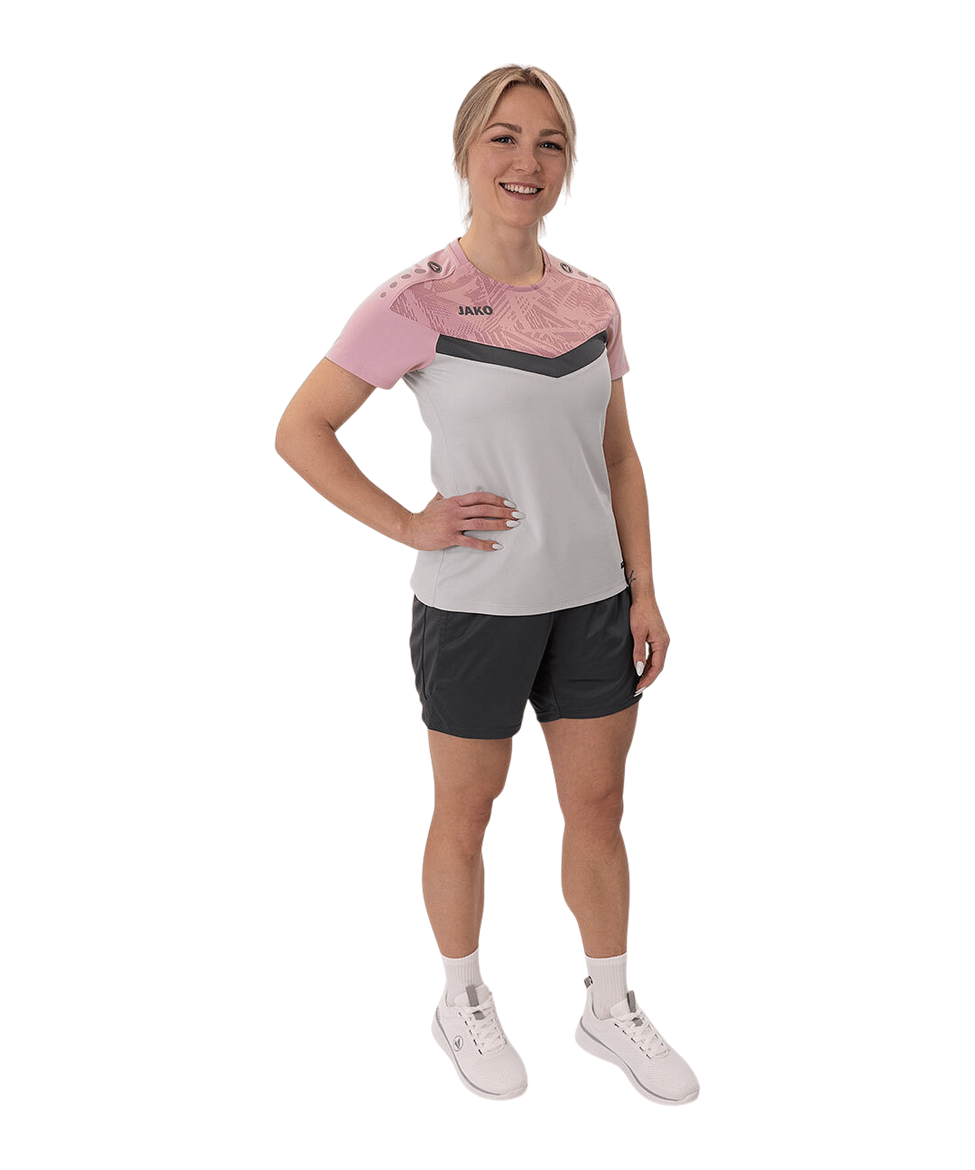 JAKO Iconic T-Shirt Damen Grau Pink F851 - grau