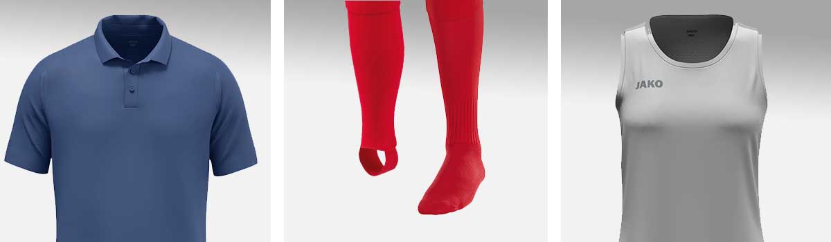 Detailansichten mit den Design-Besonderheiten der JAKO Uni-Kollektion