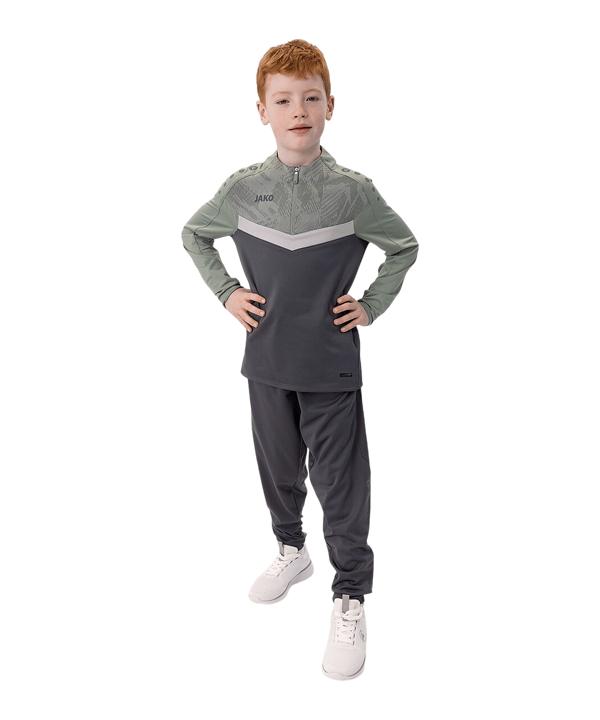 JAKO Iconic HalfZip Sweatshirt Kids Grau F852 - grau