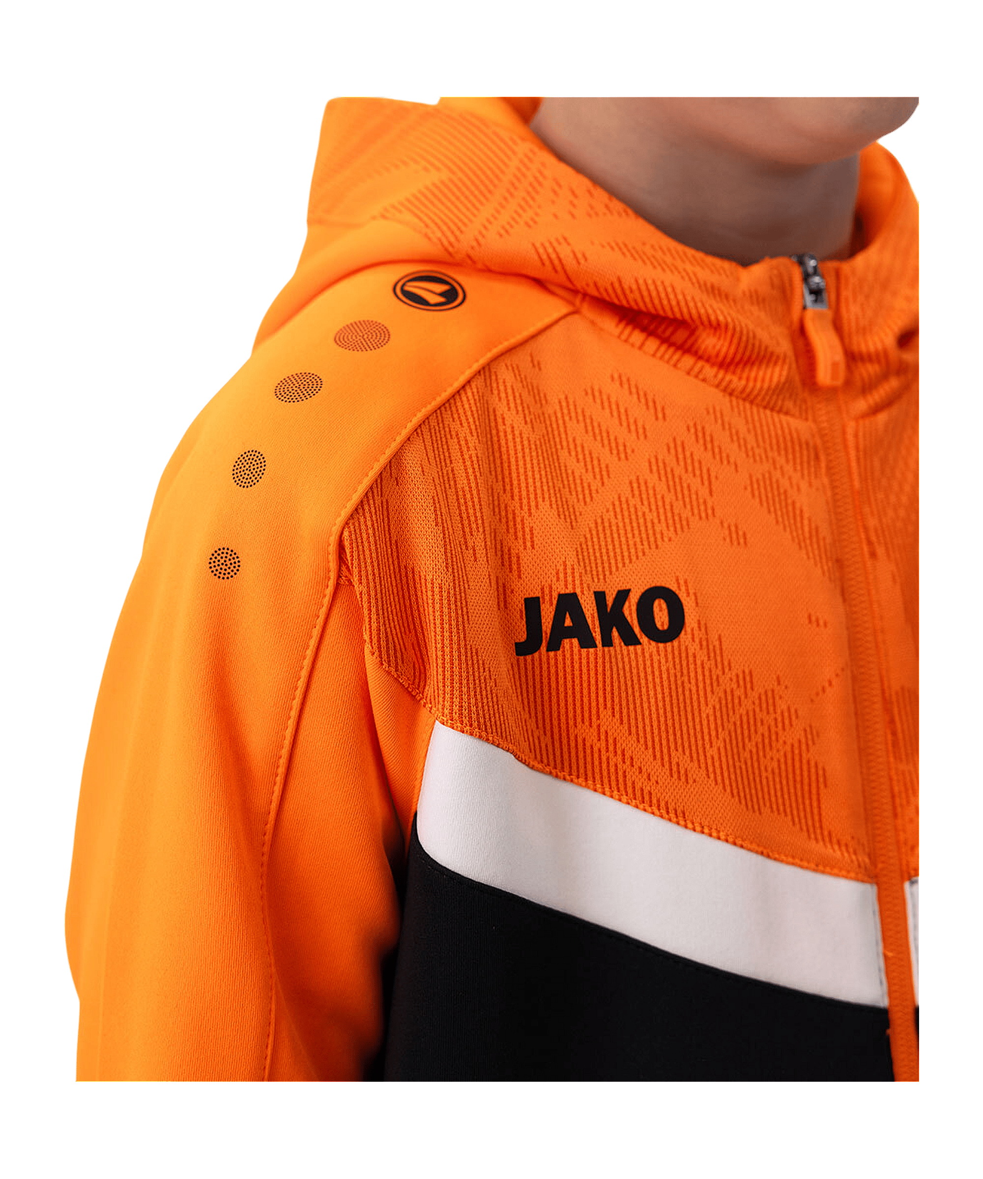 JAKO Icon Kapuzenjacke Kids Schwarz Orange F807 - schwarz