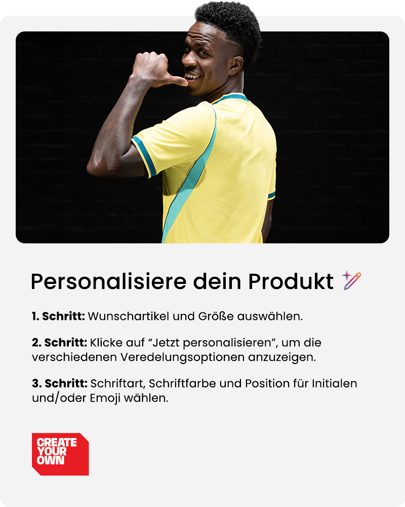 Footballer in yellow Brazil number 7 jersey - Personalise your football kit with Create Your Own at 11teamsports
