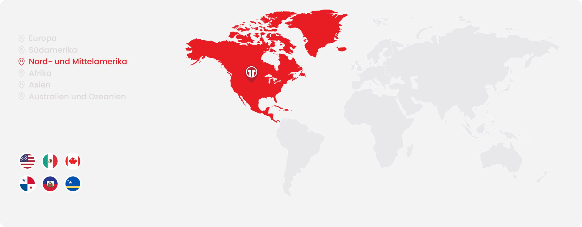 World map highlighting North and Central America with national team flags - Shop official CONCACAF football shirts at 11teamsports