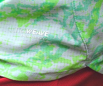 Hightech weave fabric with mesh built and welded in thermoshape inserts