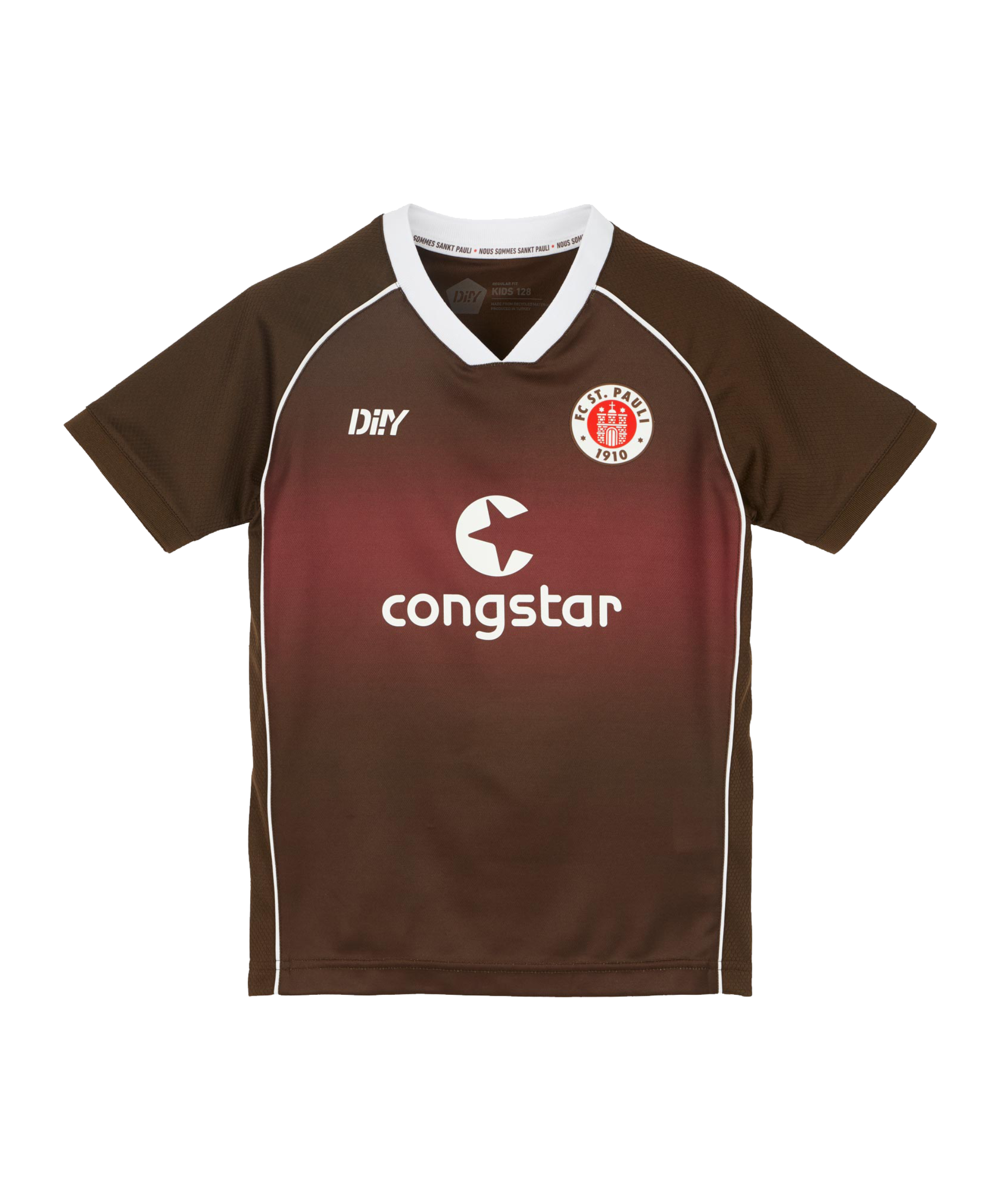 Maglietta Bambino FC St. Pauli – Marrone Con Teschio Bianco, Cotone Equo, Girocollo, Mezza Manica, Taglia 14 Anni