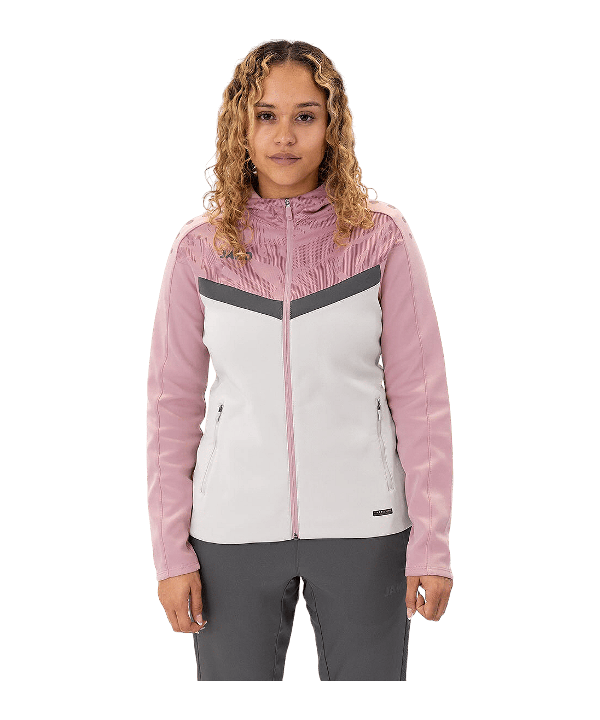 JAKO Icon Kapuzenjacke Damen Grau Pink F851 - rosa