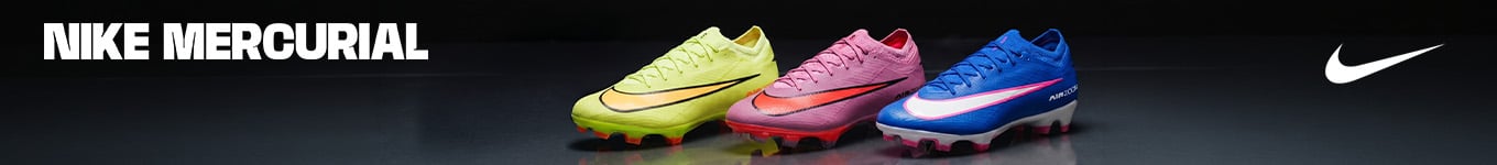 Three Nike Mercurial football boots in neon yellow, pink and blue colourways - Shop Nike Mercurial boots at 11teamsports