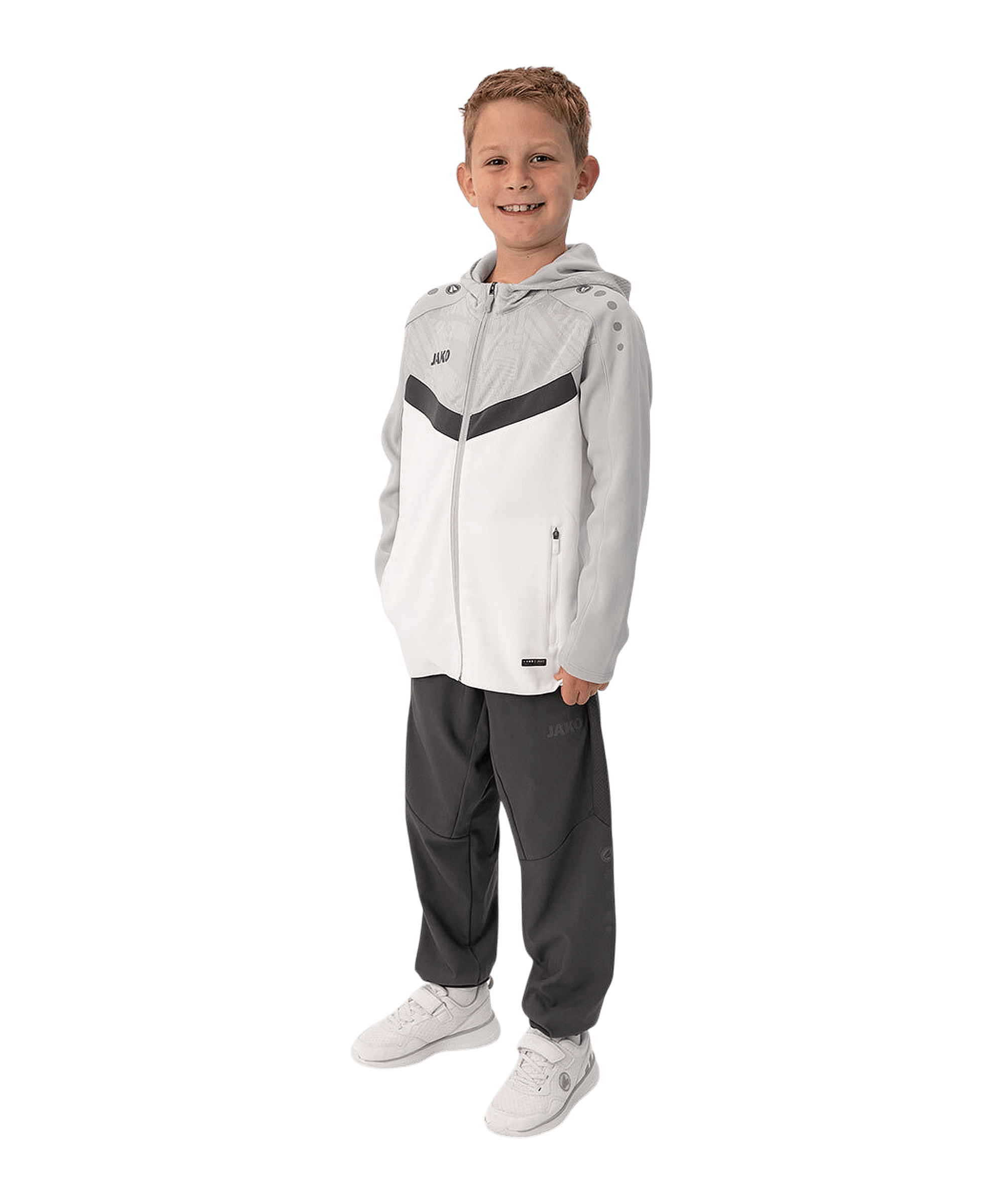 JAKO Icon Kapuzenjacke Kids Weiss Grau F016 - weiss
