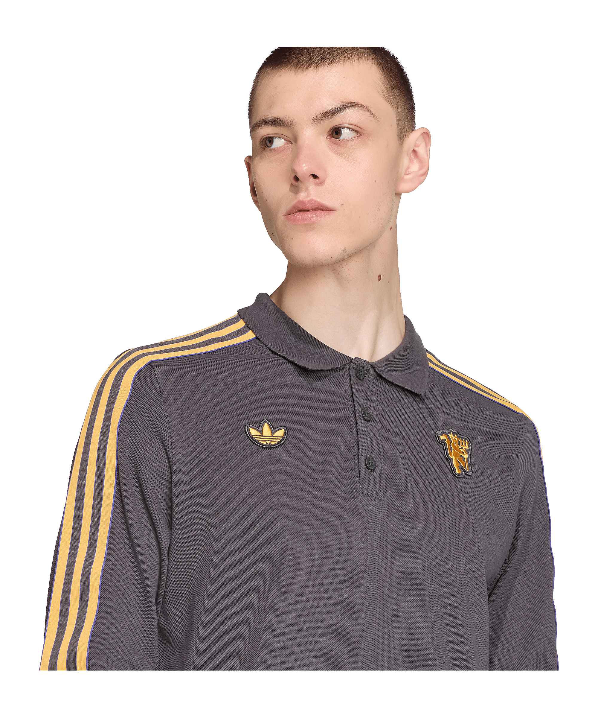 adidas Manchester United Icon Long Sleeve Polo Schwarz - schwarz