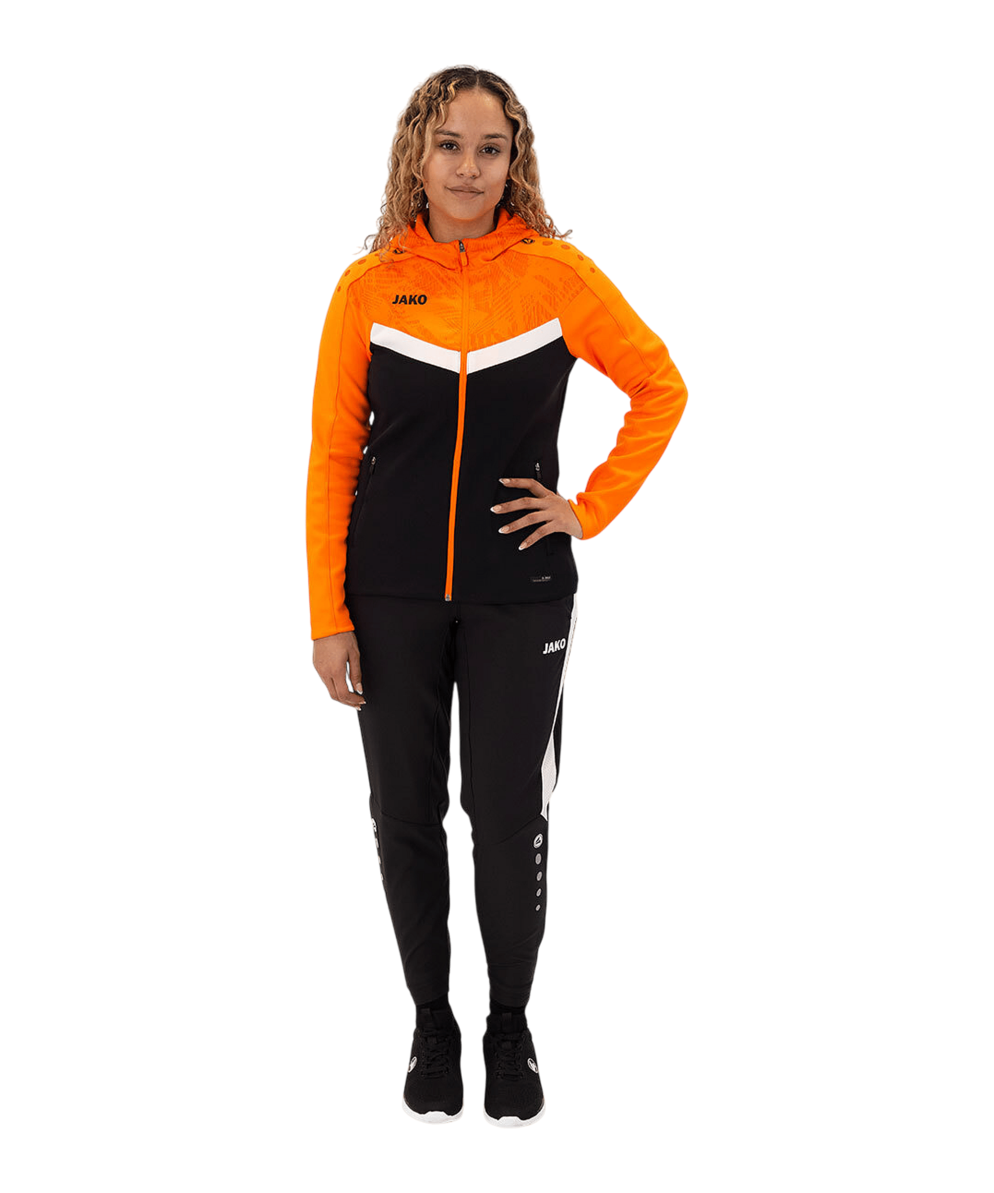 JAKO Icon Kapuzenjacke Damen Schwarz Orange F807 - orange