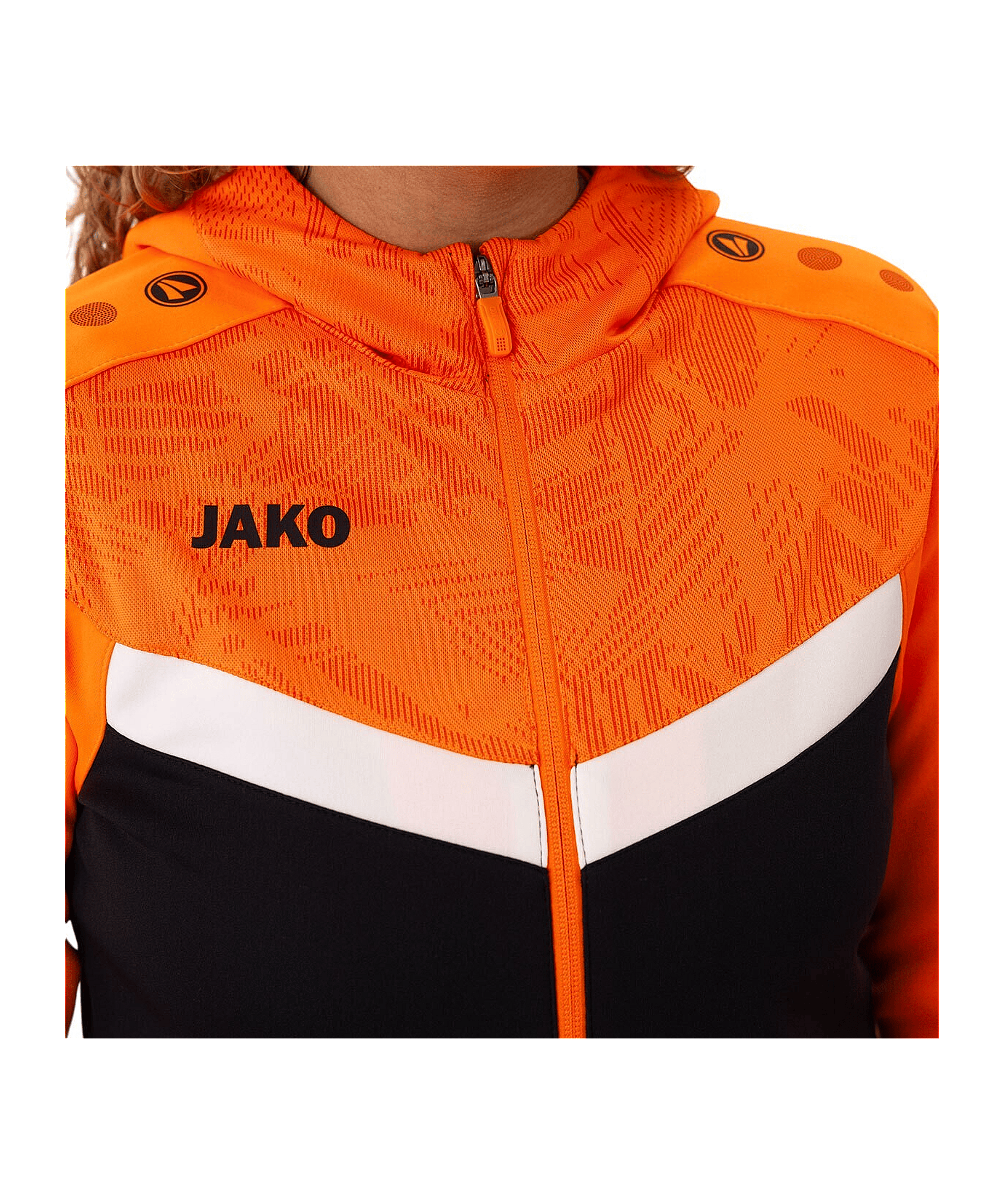 JAKO Icon Kapuzenjacke Damen Schwarz Orange F807 - orange