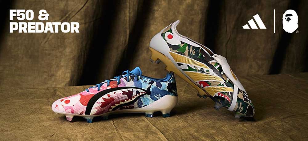Banner zur adidas Predator und F50 Elige Special Edition designed vom japanischen Modelabel BAPE