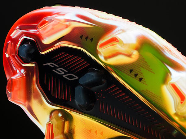Closeup on Speedsystem frame adidas F50 Hyperfast ELITE LL FG in first launch edition