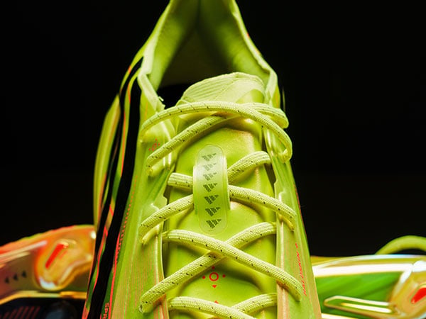 Closeup on lacing and tongue of adidas F50 Hyperfast ELITE FG in first launch edition